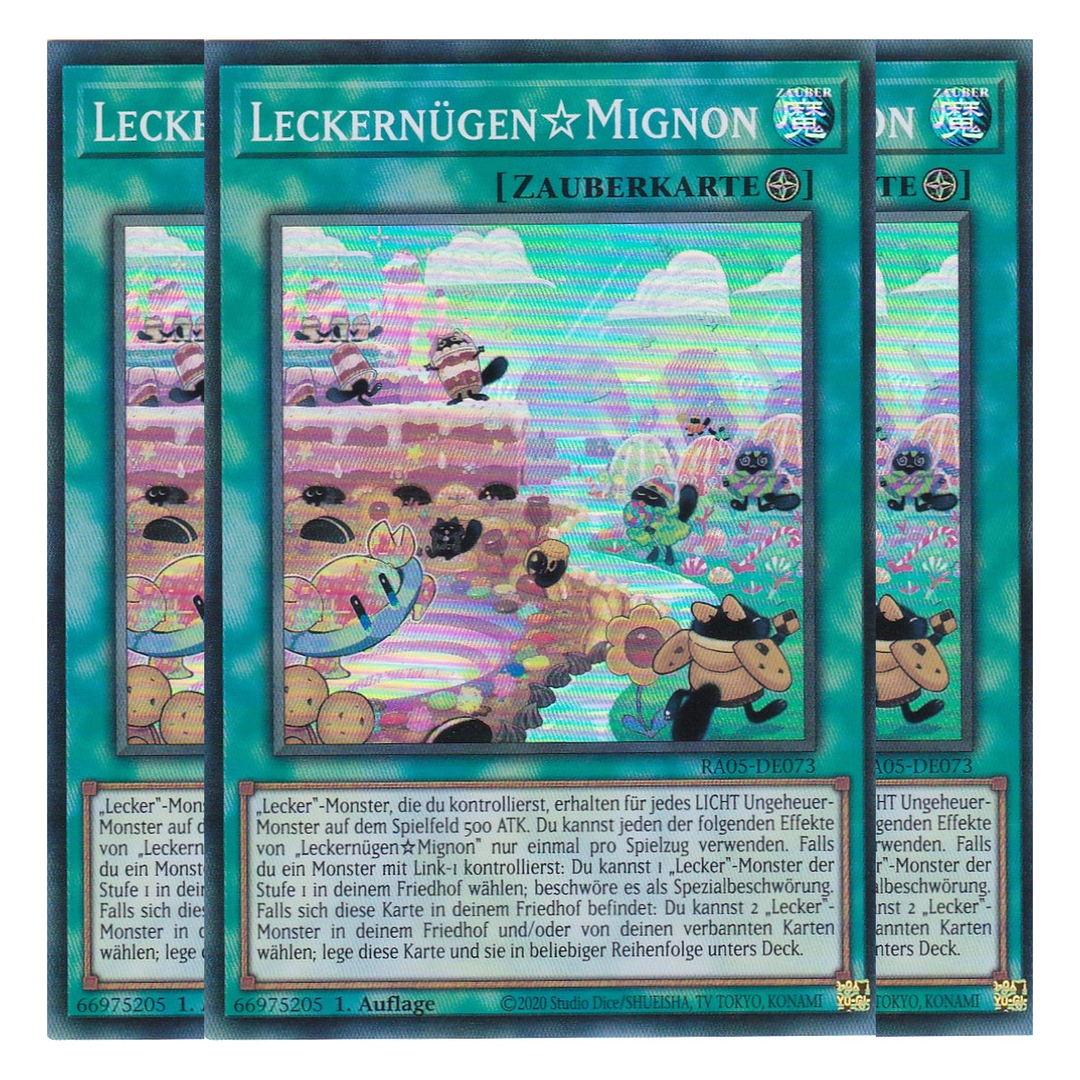 Leckernügen☆Mignon - RA05-DE073 - Super Rare - Deutsch - Rarity Collection 5 - Yugioh - Playset (3 Kopien)