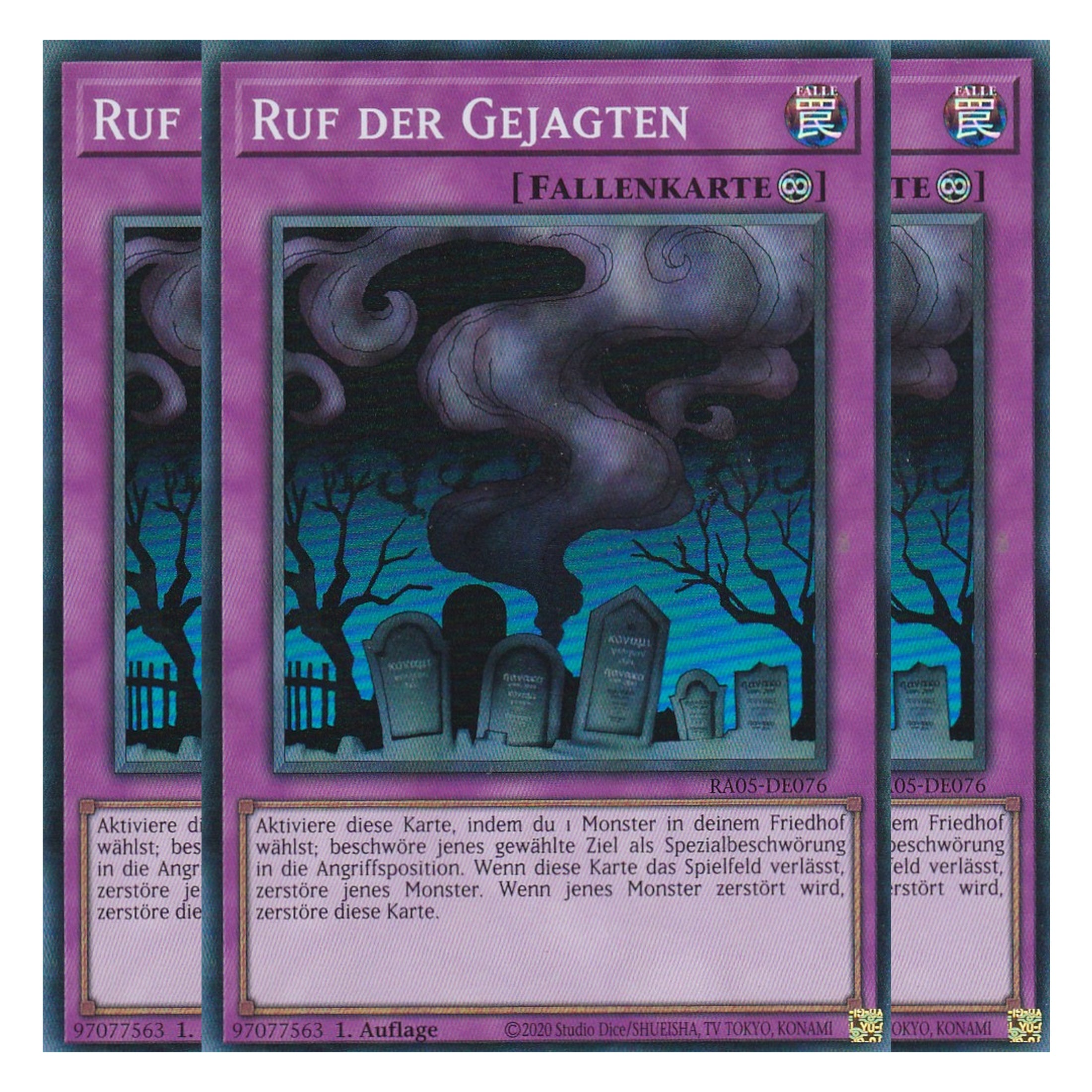 Ruf der Gejagten - RA05-DE076 - Super Rare - Deutsch - Rarity Collection 5 - Yugioh - Playset (3 Kopien)