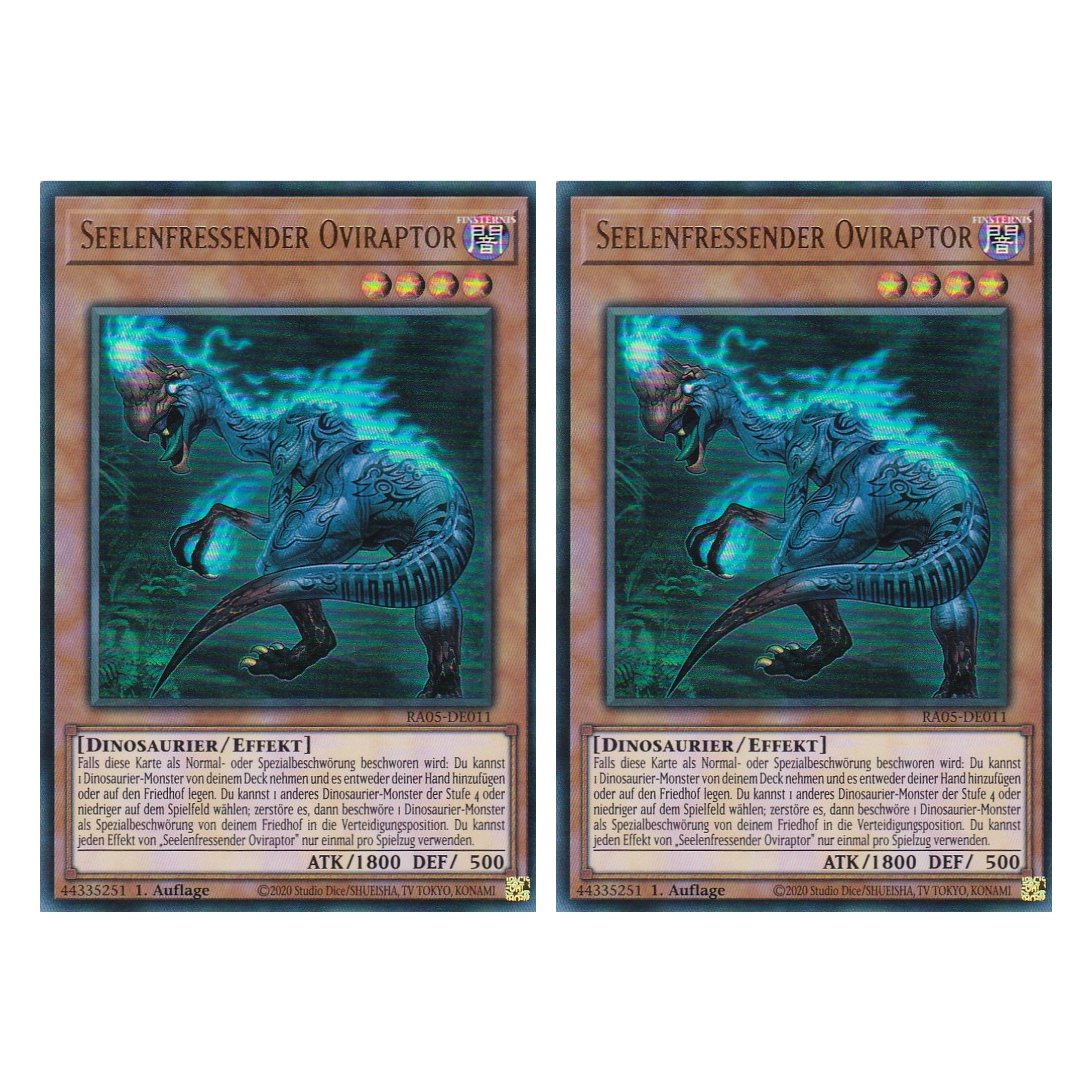 Seelenfressender Oviraptor - RA05-DE011 - Ultra Rare - Deutsch - Rarity Collection 5 - Yugioh - Duo Set (2 Stück)
