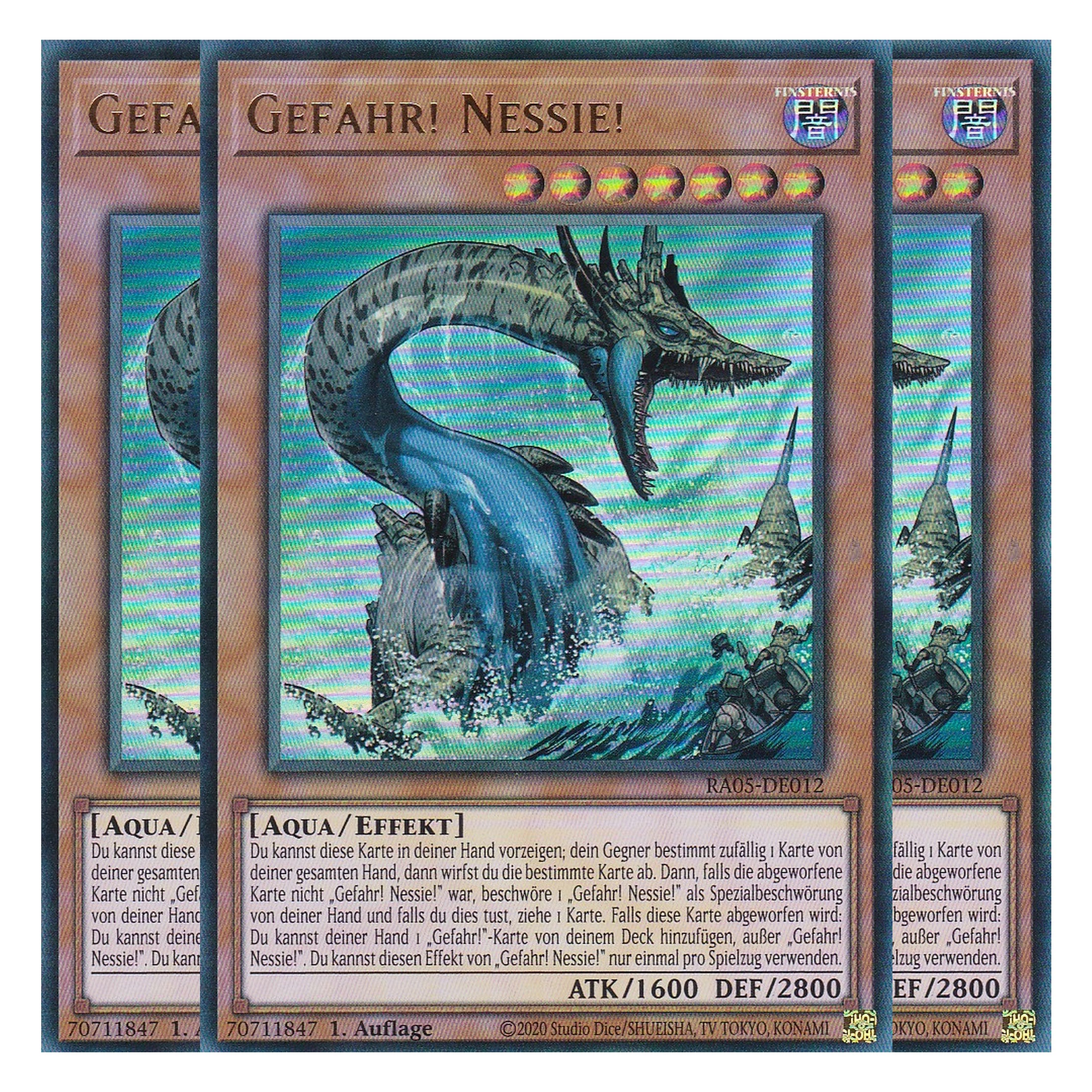 Gefahr! Nessie! - RA05-DE012 - Ultra Rare - Deutsch - Rarity Collection 5 - Yugioh - Playset (3 Kopien)