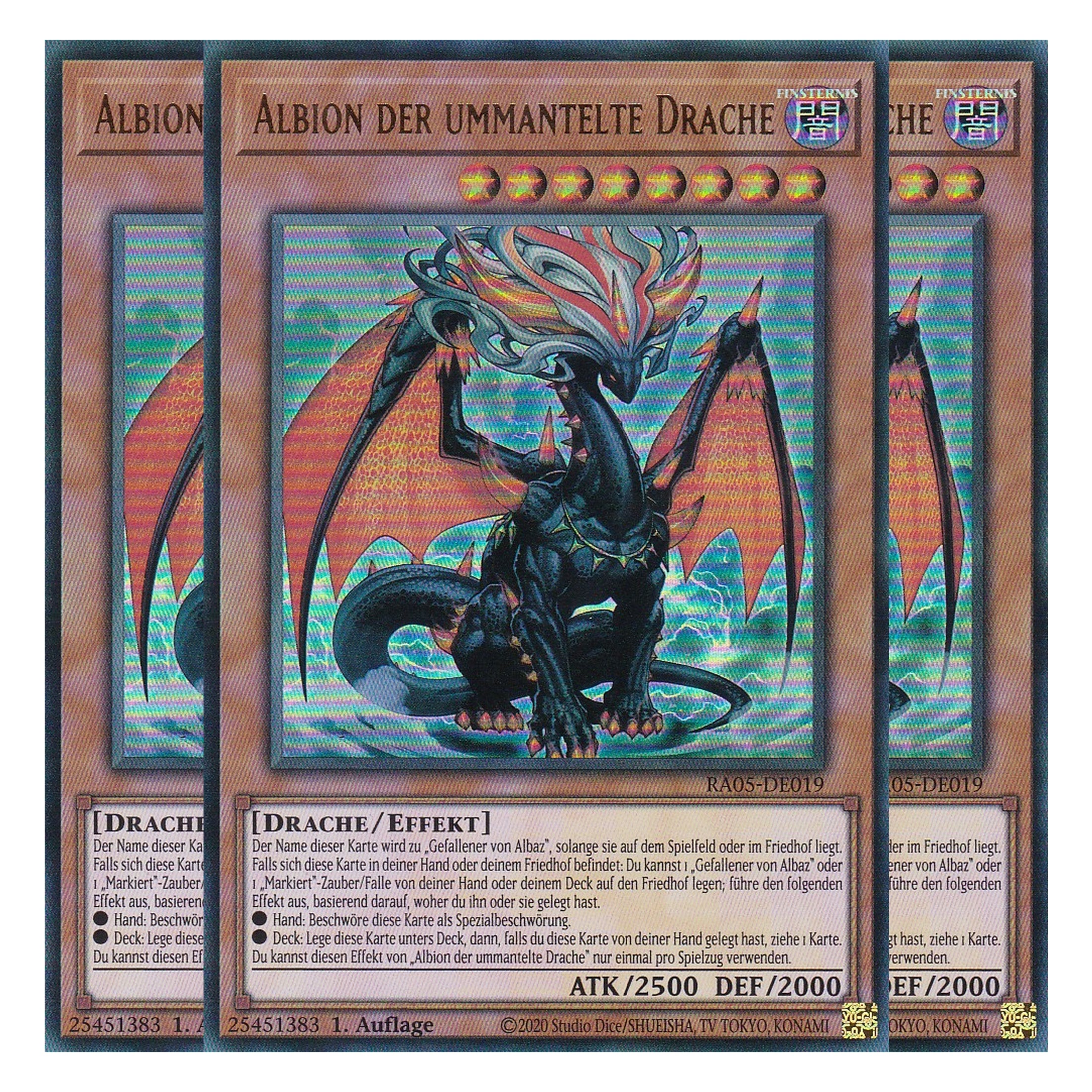Albion der ummantelte Drache - RA05-DE019 - Ultra Rare - Deutsch - Rarity Collection 5 - Yugioh - Playset (3 Kopien)