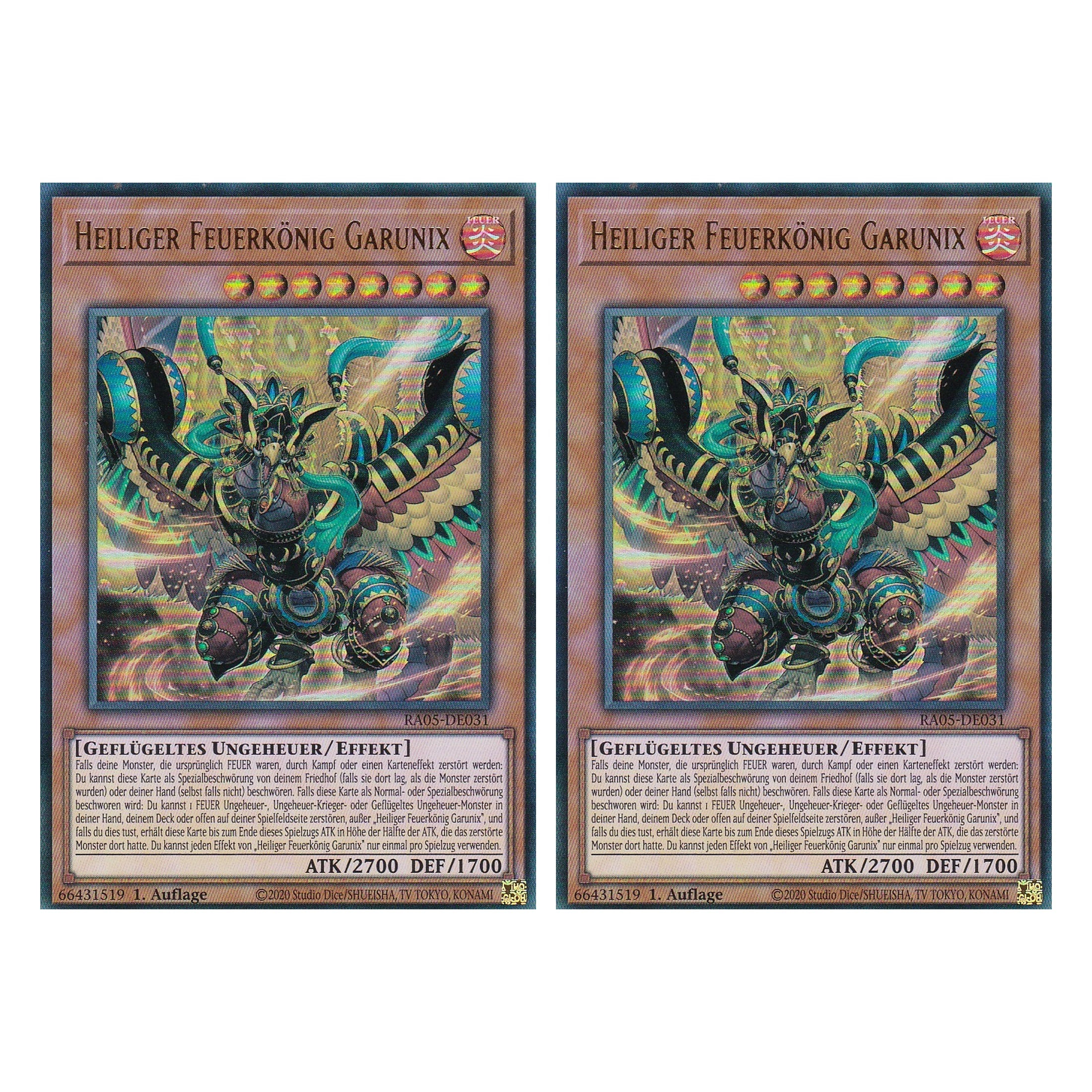 Heiliger Feuerkönig Garunix - RA05-DE031 - Ultra Rare - Deutsch - Rarity Collection 5 - Yugioh - Duo Set (2 Stück)