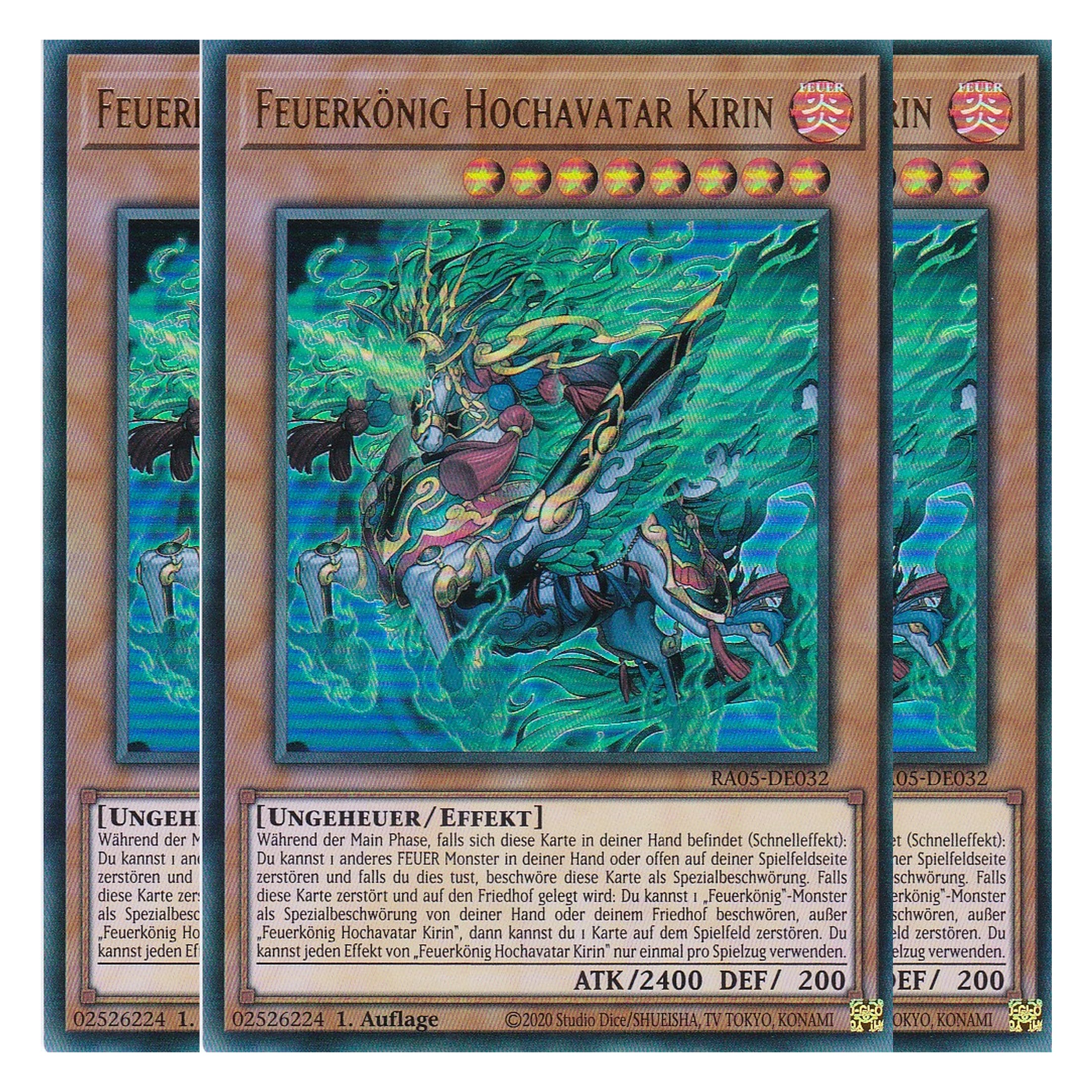 Feuerkönig Hochavatar Kirin - RA05-DE032 - Ultra Rare - Deutsch - Rarity Collection 5 - Yugioh - Playset (3 Kopien)
