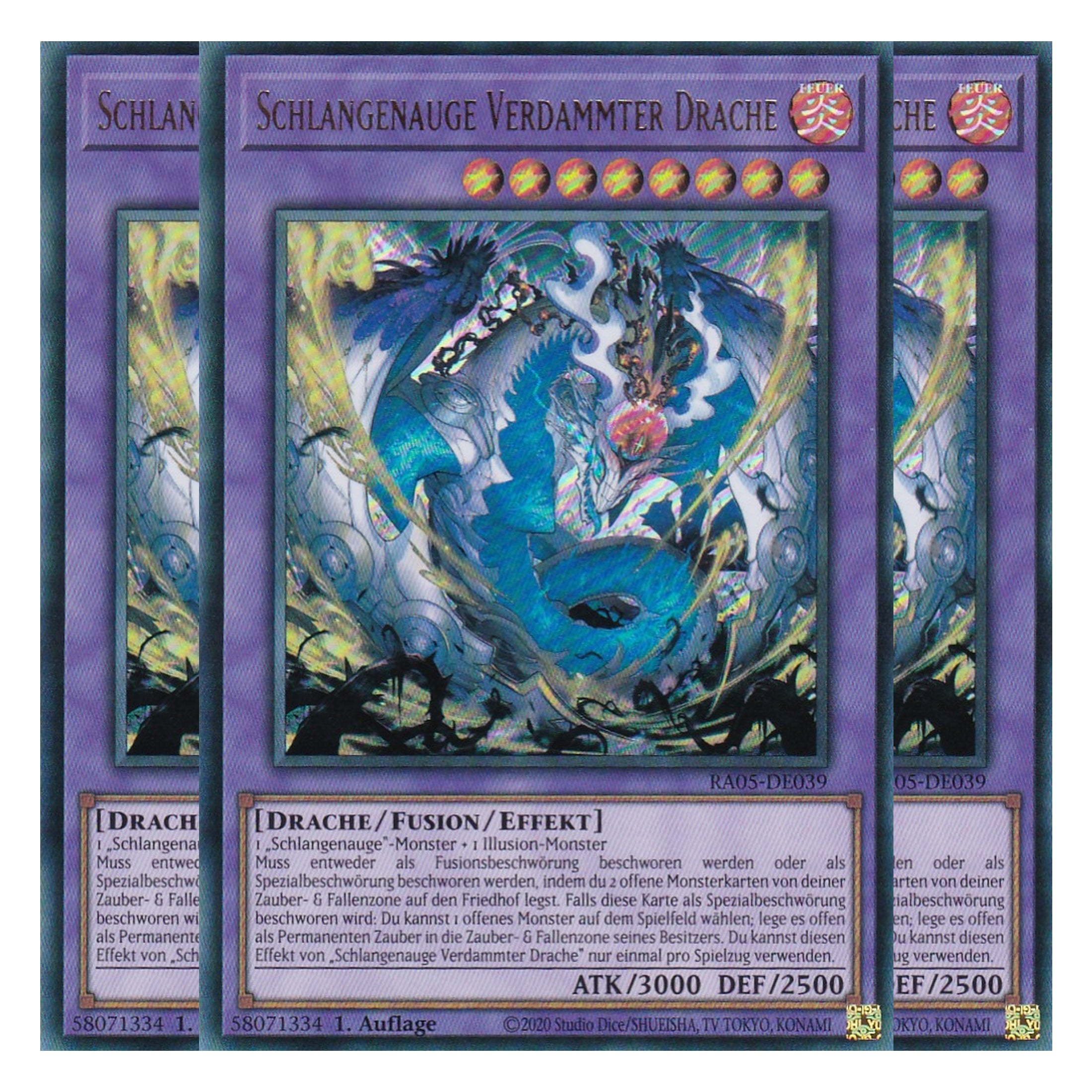 Schlangenauge Verdammter Drache - RA05-DE039 - Ultra Rare - Deutsch - Rarity Collection 5 - Yugioh - Playset (3 Kopien)