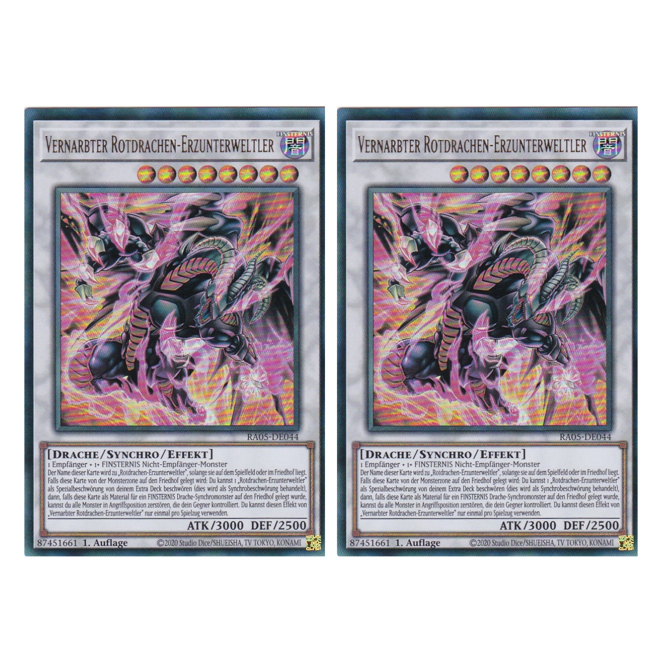 Vernarbter Rotdrachen-Erzunterweltler - RA05-DE044 - Ultra Rare - Deutsch - Rarity Collection 5 - Yugioh - Duo Set (2 Stück)