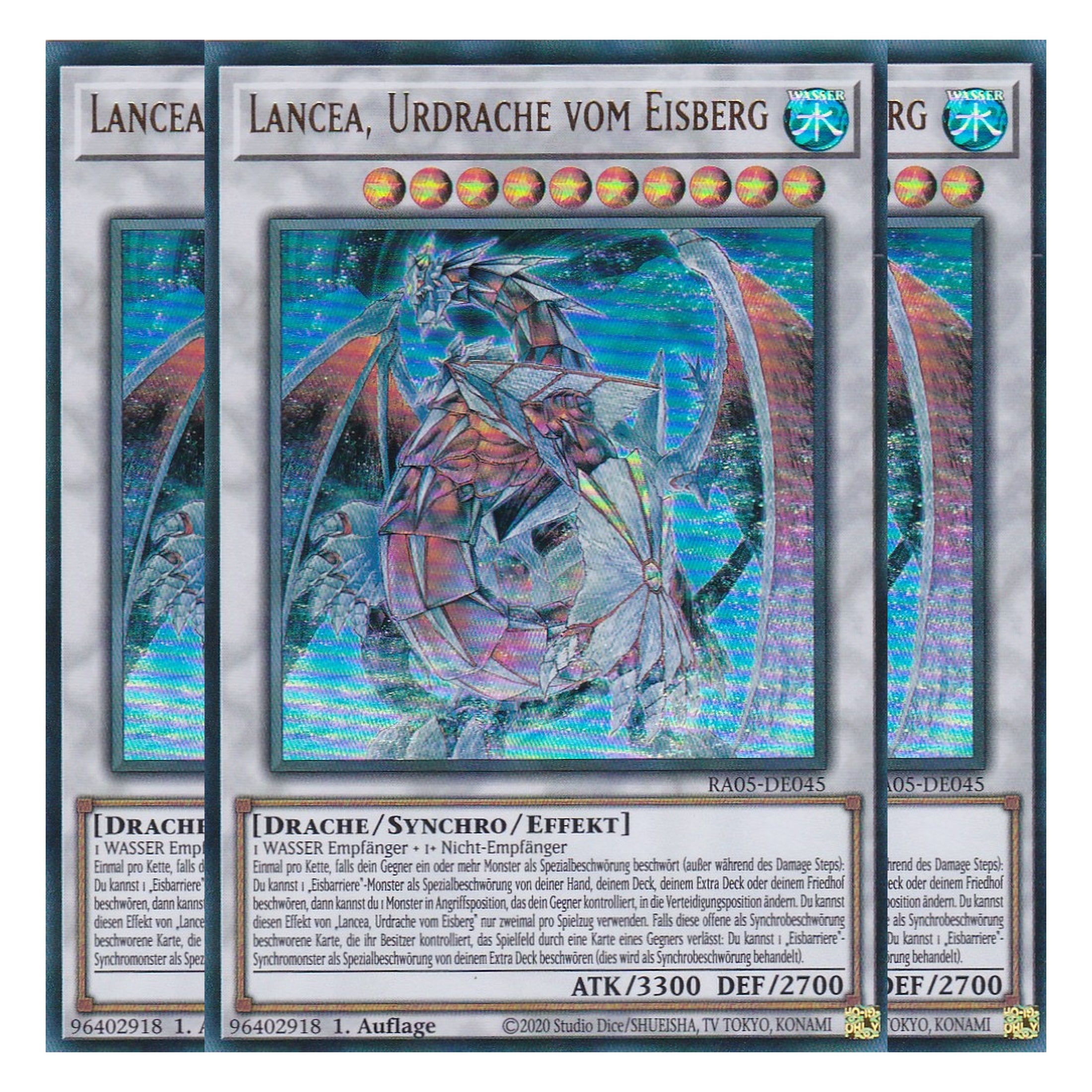 Lancea, Urdrache vom Eisberg - RA05-DE045 - Ultra Rare - Deutsch - Rarity Collection 5 - Yugioh - Playset (3 Kopien)