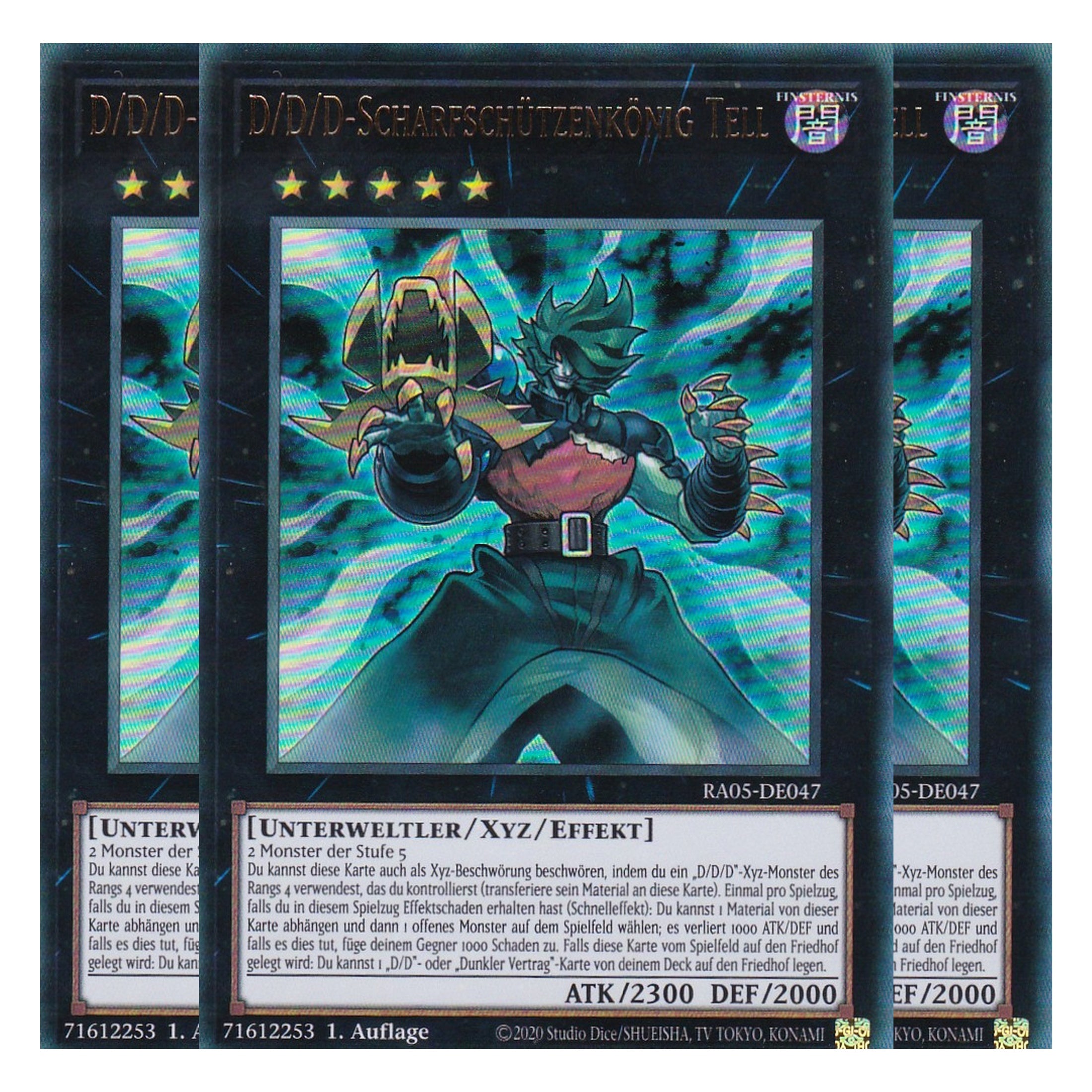 D/D/D-Scharfschützenkönig Tell - RA05-DE047 - Ultra Rare - Deutsch - Rarity Collection 5 - Yugioh - Playset (3 Kopien)