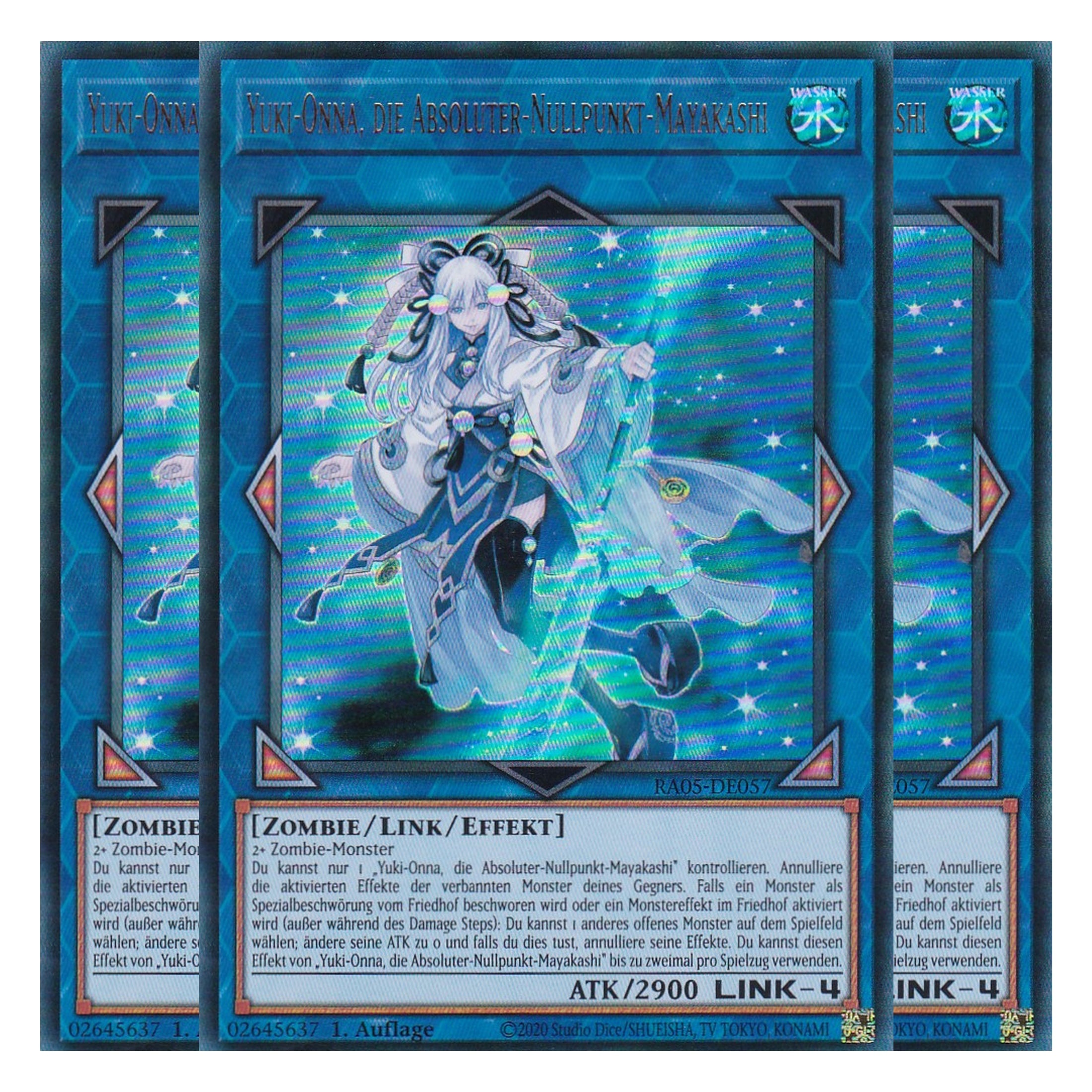 Yuki-Onna, die Absoluter-Nullpunkt-Mayakashi - RA05-DE057 - Ultra Rare - Deutsch - Rarity Collection 5 - Yugioh - Playset (3 Kopien)