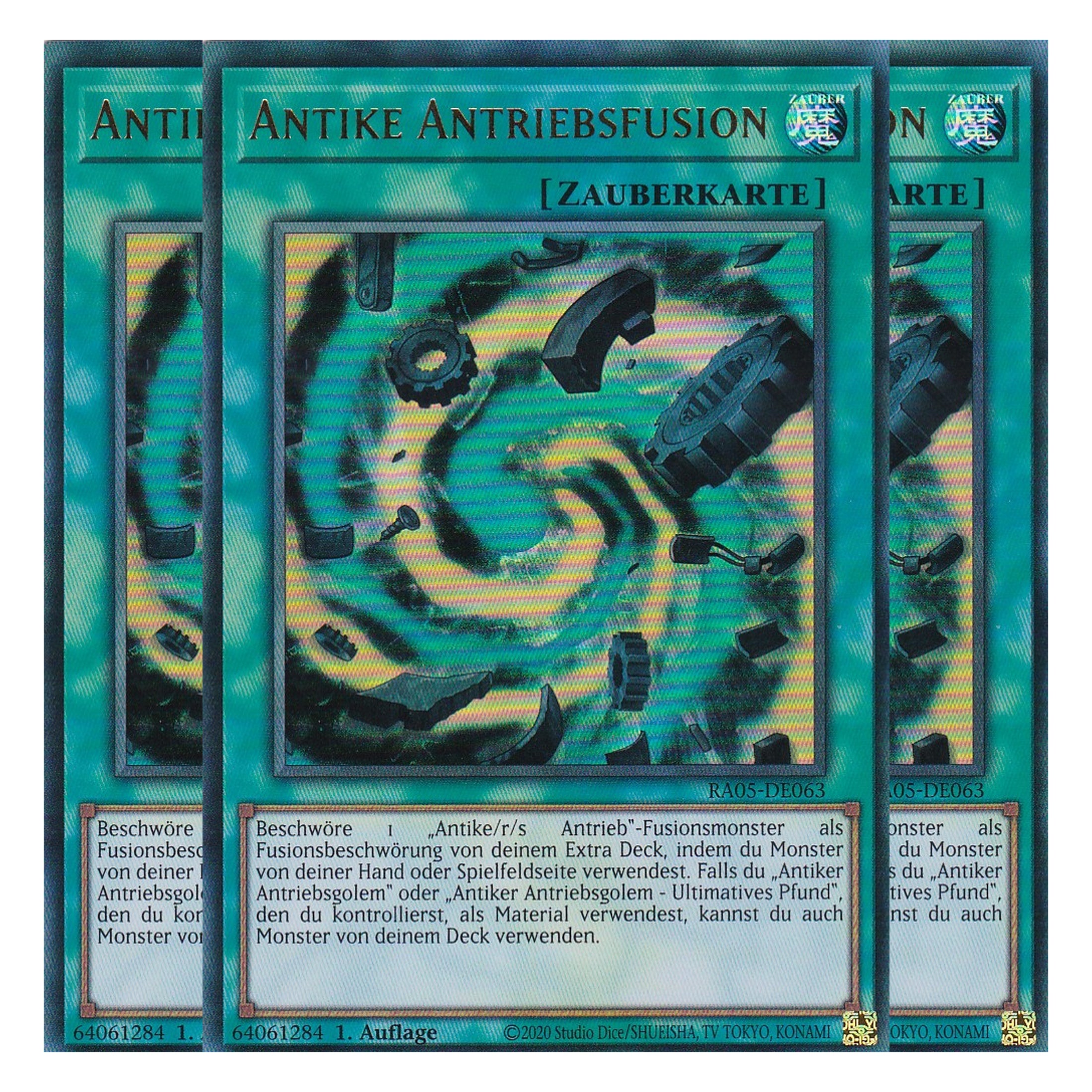 Antike Antriebsfusion - RA05-DE063 - Ultra Rare - Deutsch - Rarity Collection 5 - Yugioh - Playset (3 Kopien)