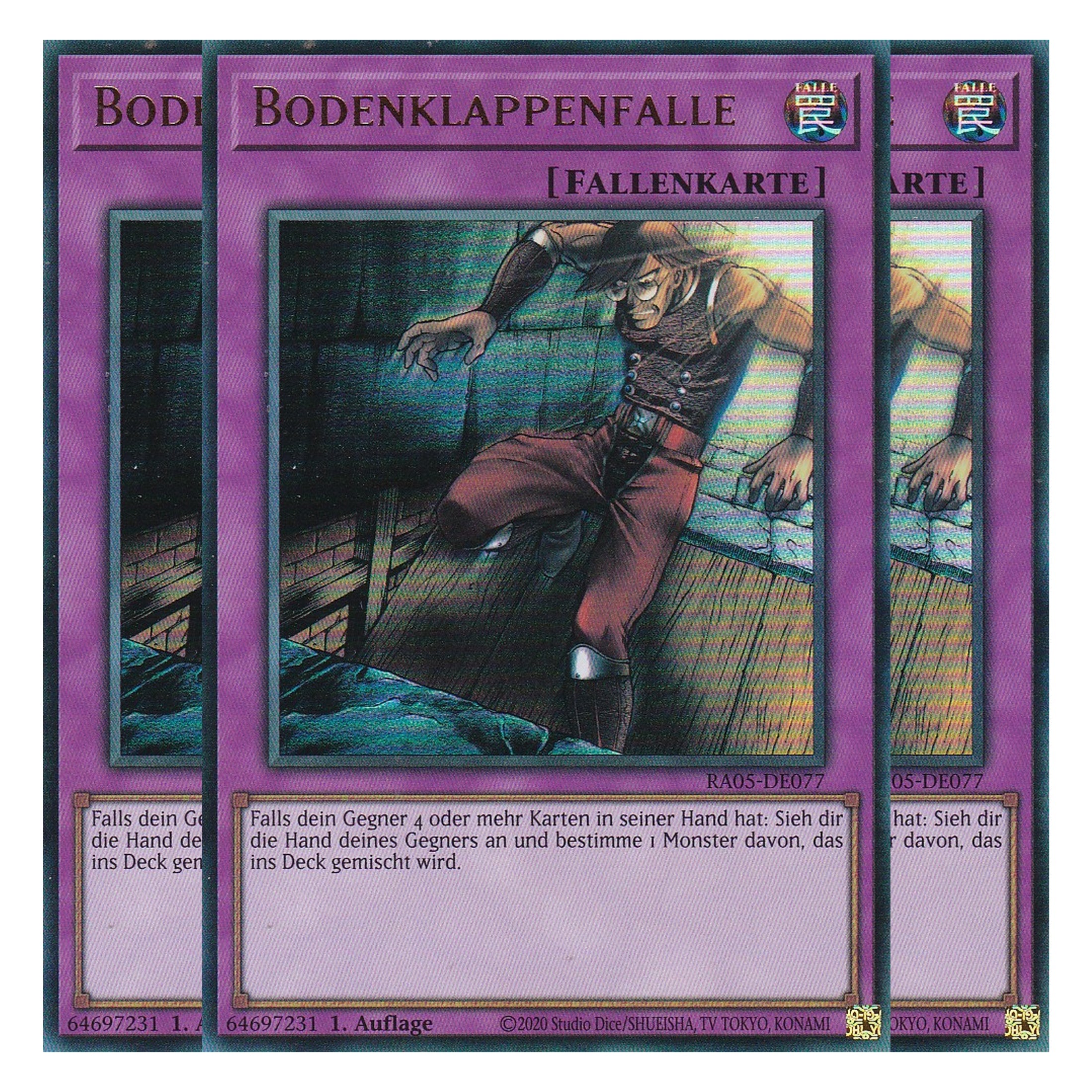 Bodenklappenfalle - RA05-DE077 - Ultra Rare - Deutsch - Rarity Collection 5 - Yugioh - Playset (3 Kopien)