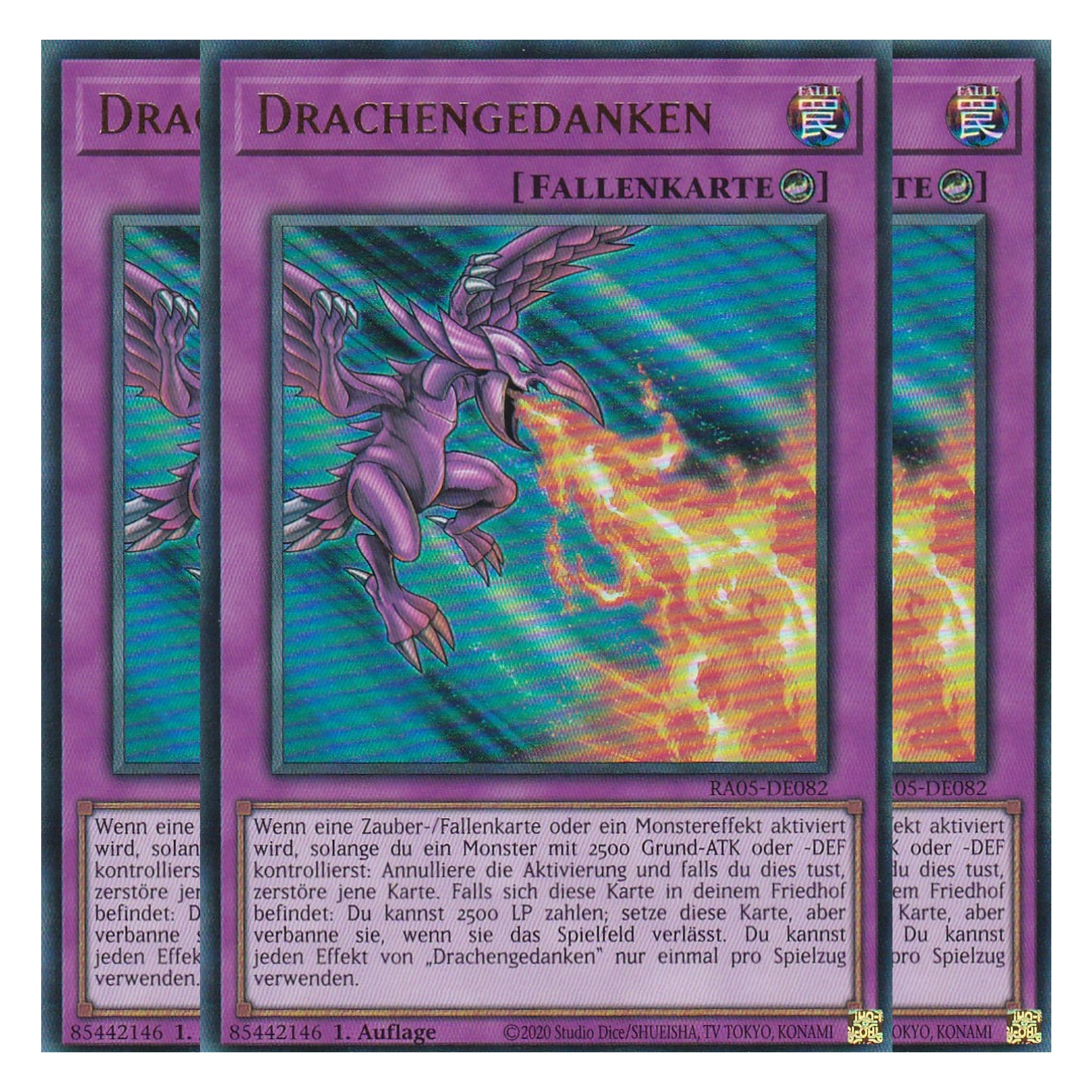 Drachengedanken - RA05-DE082 - Ultra Rare - Deutsch - Rarity Collection 5 - Yugioh - Playset (3 Kopien)