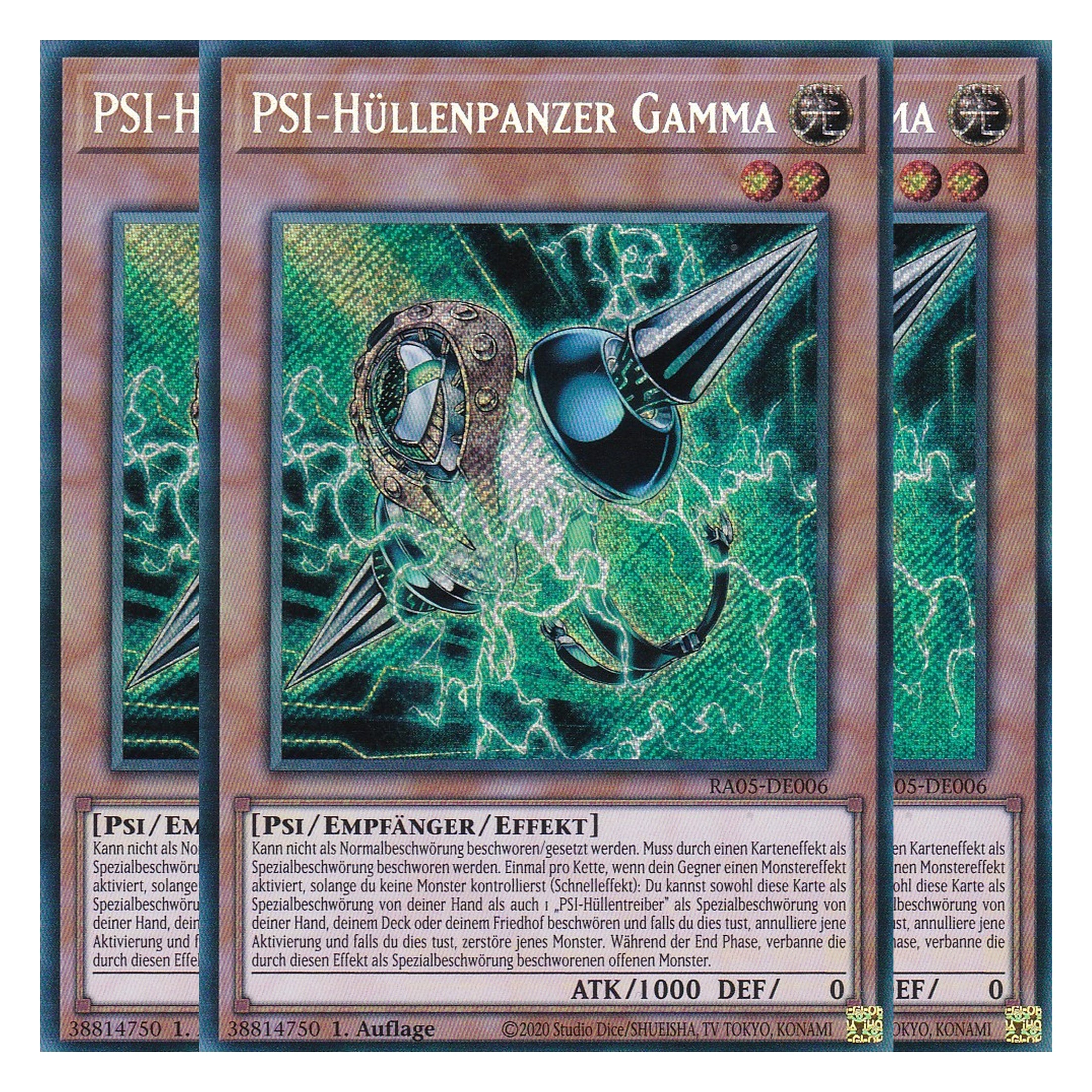PSI-Hüllenpanzer Gamma - RA05-DE006 - Secret Rare - Deutsch - Rarity Collection 5 - Yugioh - Playset (3 Kopien)