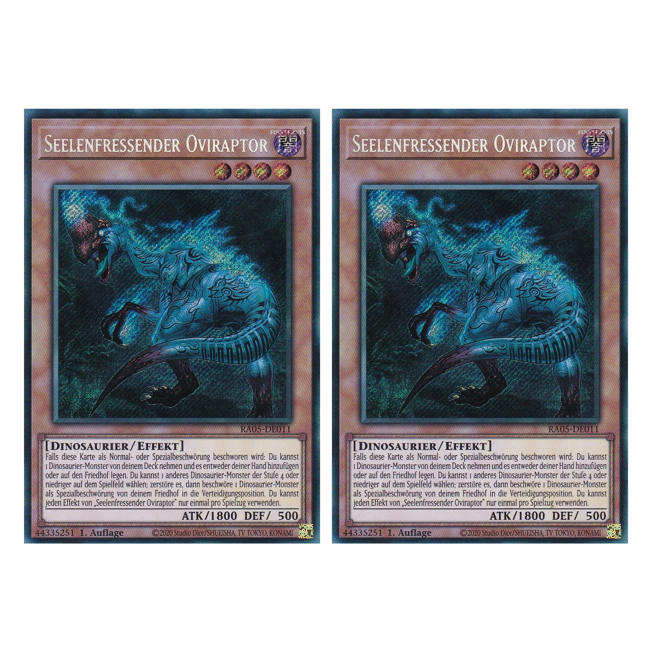 Seelenfressender Oviraptor - RA05-DE011 - Secret Rare - Deutsch - Rarity Collection 5 - Yugioh - Duo Set (2 Stück)