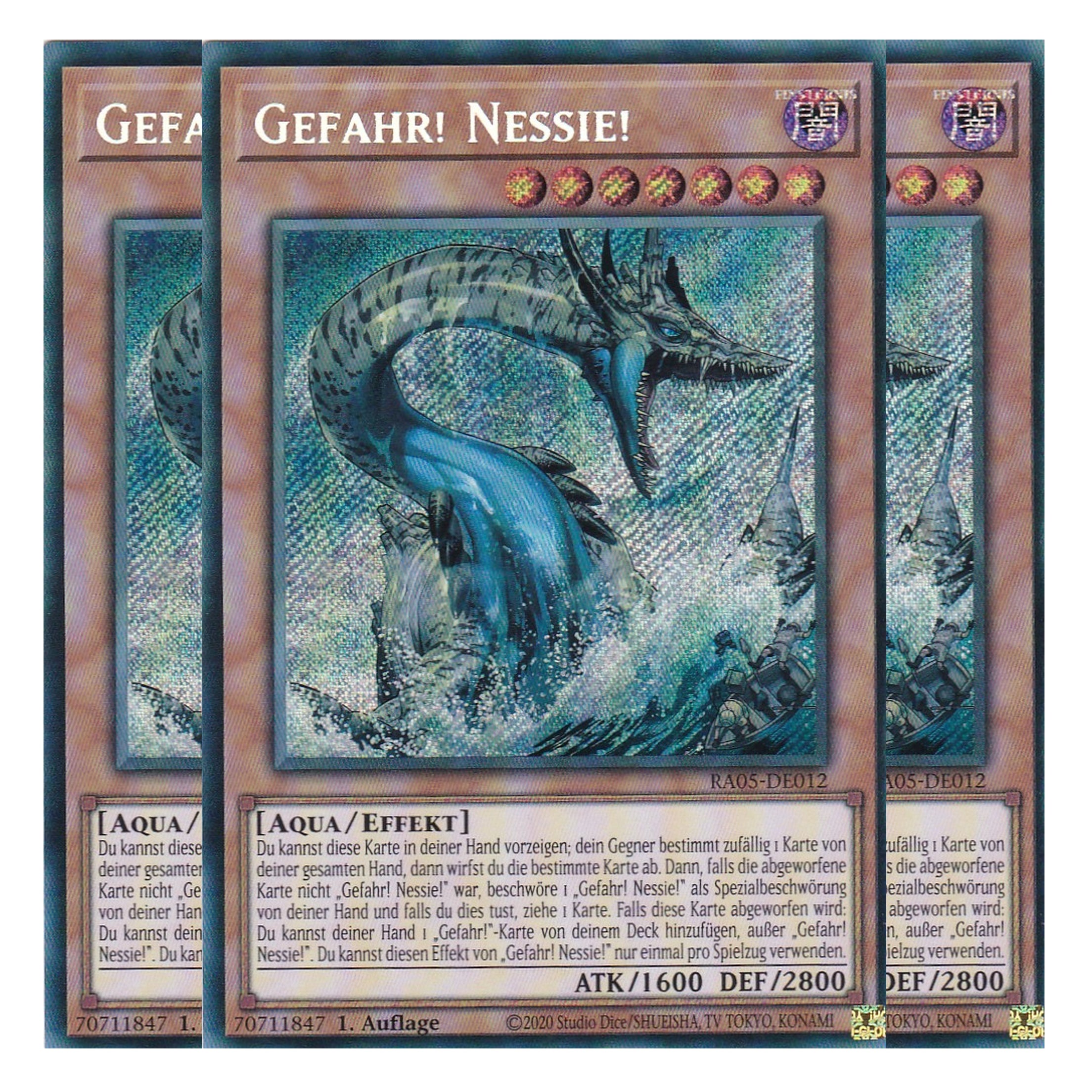 Gefahr! Nessie! - RA05-DE012 - Secret Rare - Deutsch - Rarity Collection 5 - Yugioh - Playset (3 Kopien)