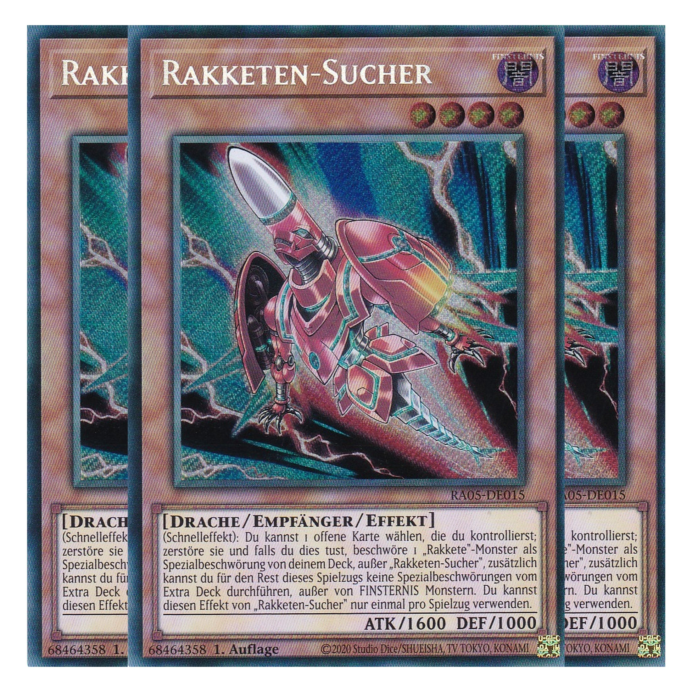 Rakketen-Sucher - RA05-DE015 - Secret Rare - Deutsch - Rarity Collection 5 - Yugioh - Playset (3 Kopien)