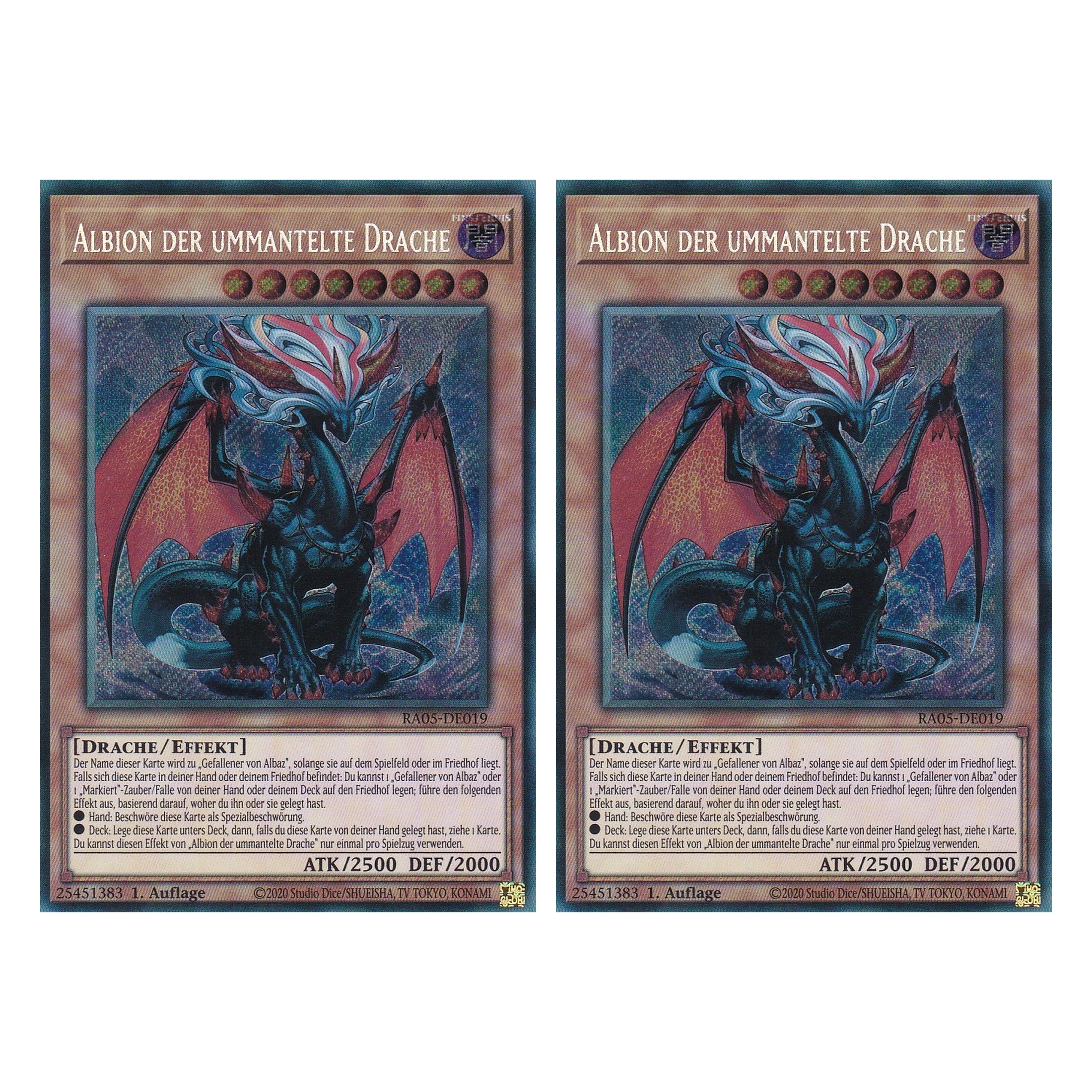Albion der ummantelte Drache - RA05-DE019 - Secret Rare - Deutsch - Rarity Collection 5 - Yugioh - Duo Set (2 Stück)