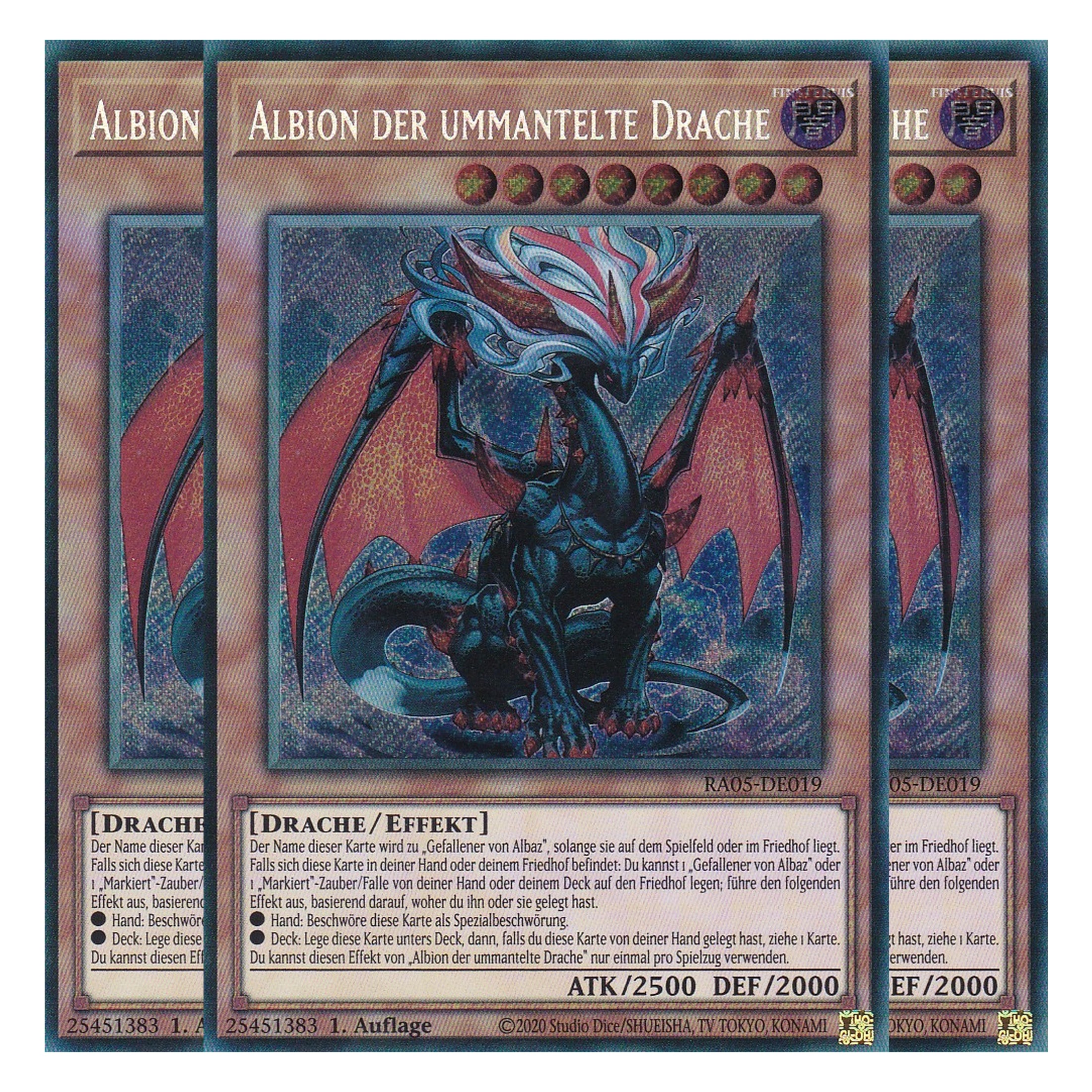 Albion der ummantelte Drache - RA05-DE019 - Secret Rare - Deutsch - Rarity Collection 5 - Yugioh - Playset (3 Kopien)