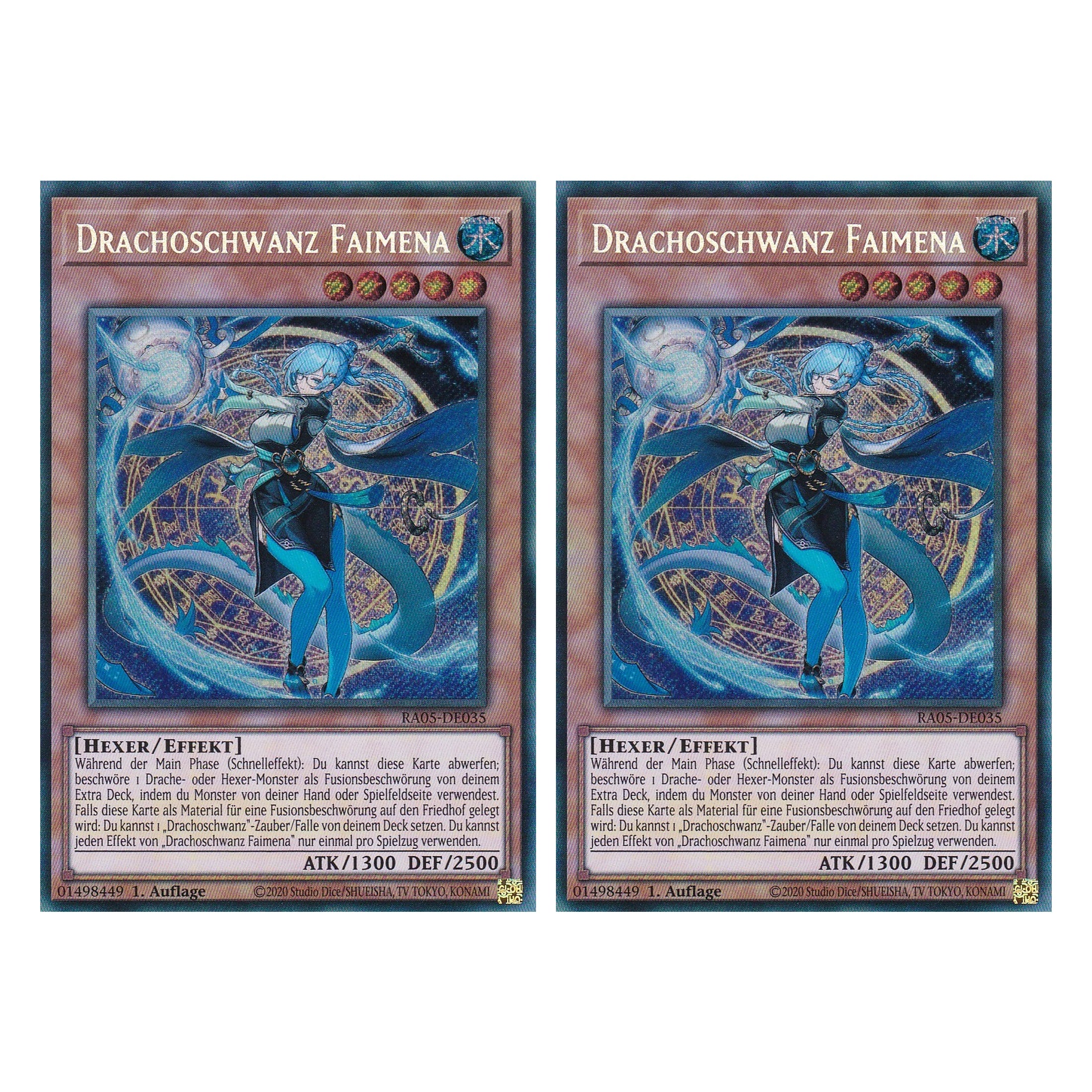 Drachoschwanz Faimena - RA05-DE035 - Secret Rare - Deutsch - Rarity Collection 5 - Yugioh - Duo Set (2 Stück)