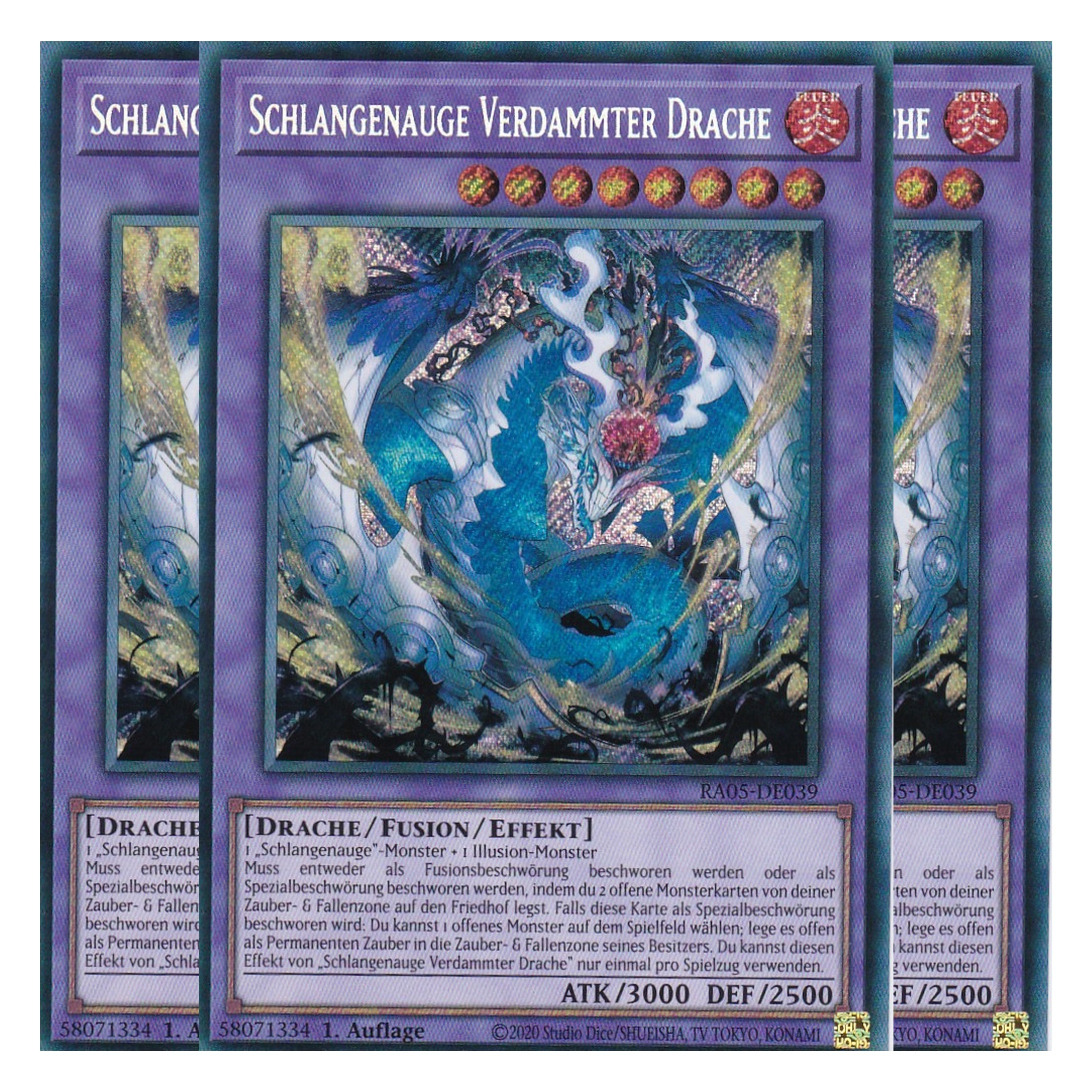 Schlangenauge Verdammter Drache - RA05-DE039 - Secret Rare - Deutsch - Rarity Collection 5 - Yugioh - Playset (3 Kopien)