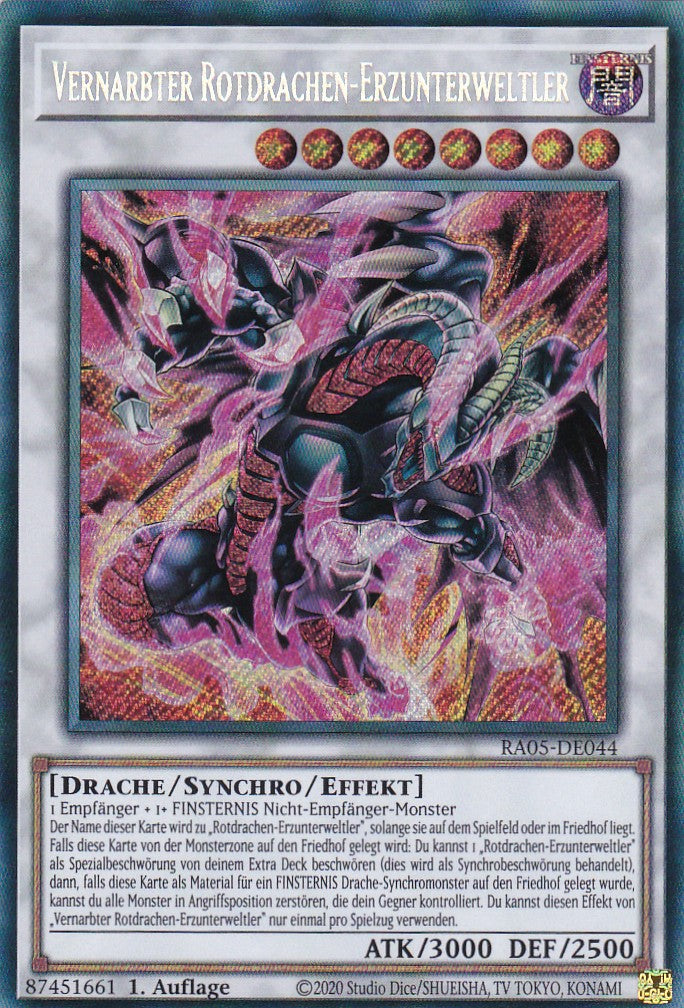 Vernarbter Rotdrachen-Erzunterweltler - RA05-DE044 - Secret Rare - Deutsch - Rarity Collection 5 - Yugioh