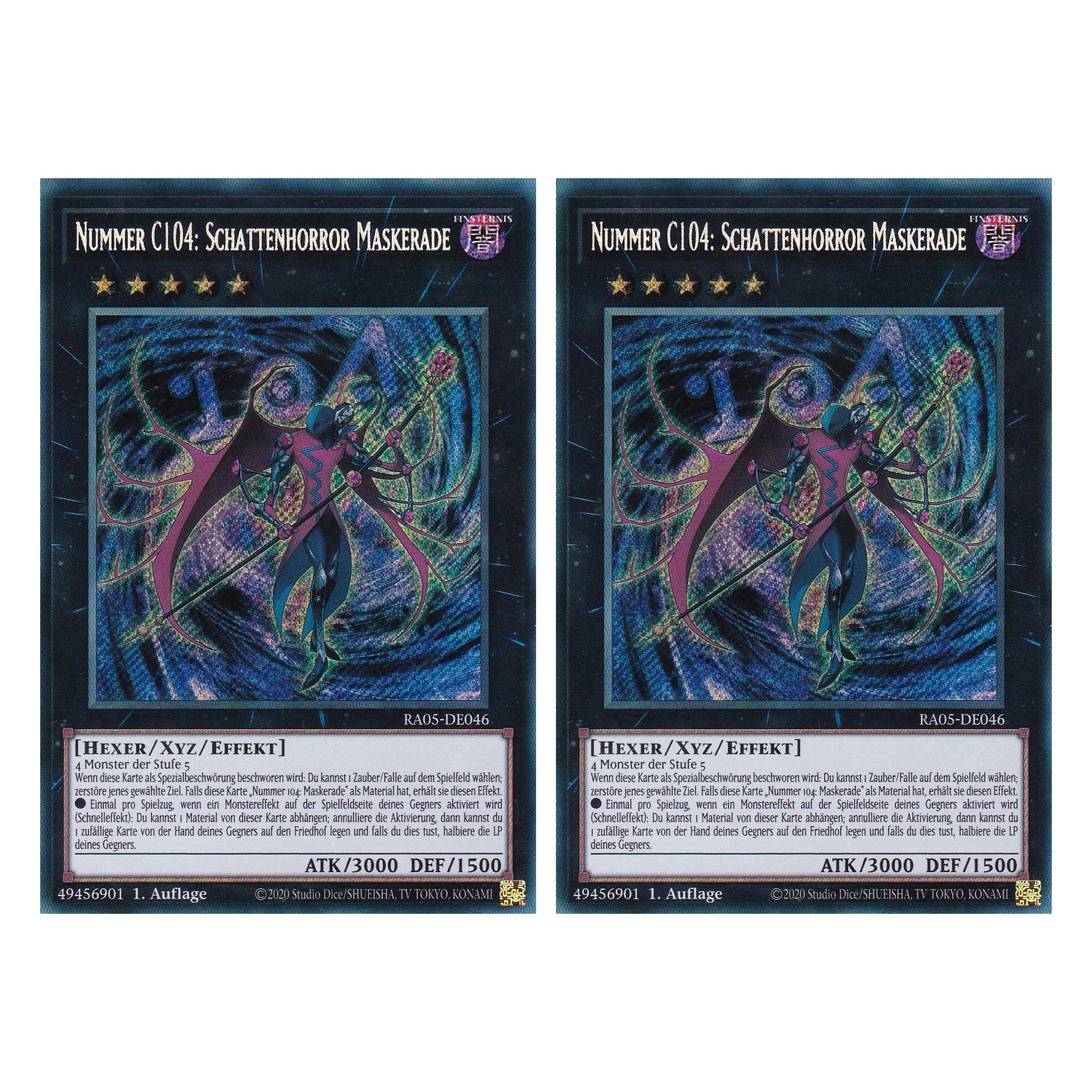Nummer C104: Schattenhorror Maskerade - RA05-DE046 - Secret Rare - Deutsch - Rarity Collection 5 - Yugioh - Duo Set (2 Stück)