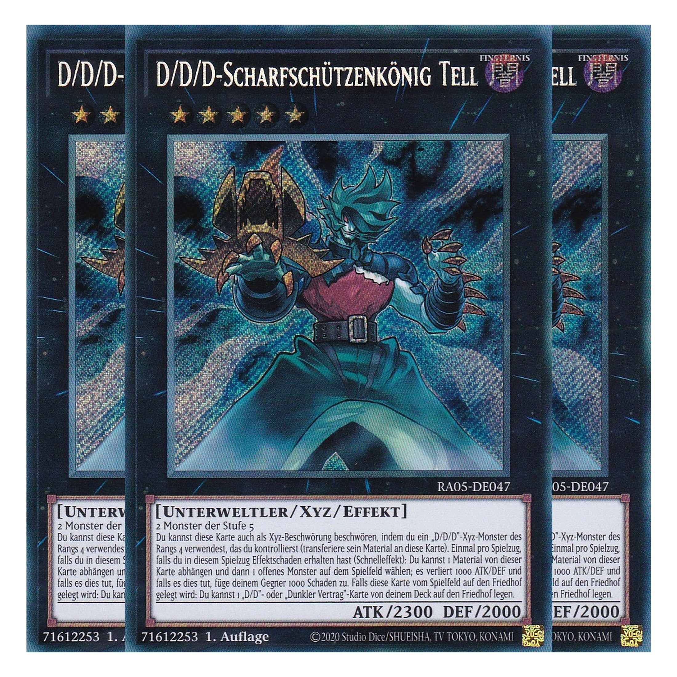 D/D/D-Scharfschützenkönig Tell - RA05-DE047 - Secret Rare - Deutsch - Rarity Collection 5 - Yugioh - Playset (3 Kopien)