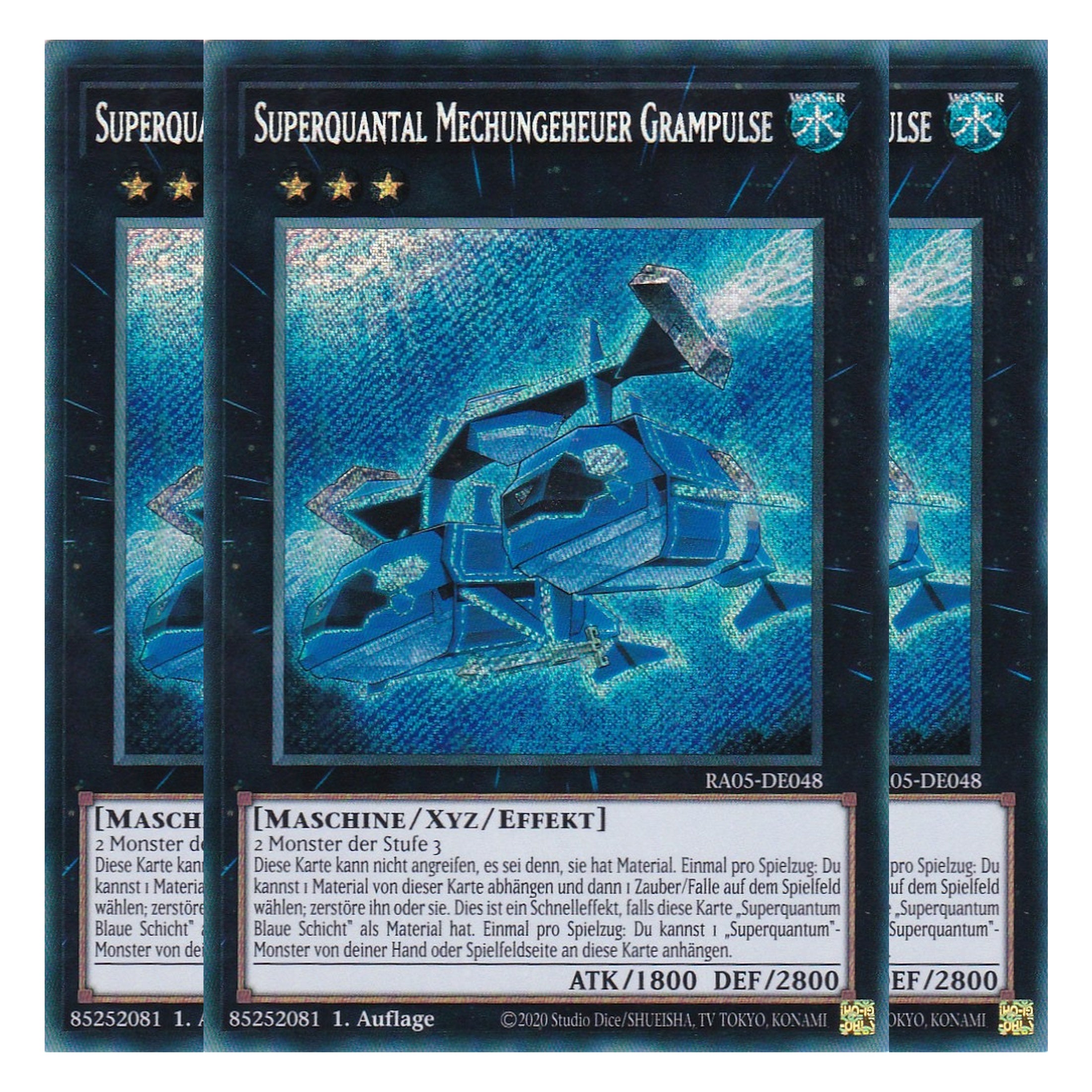Superquantal Mechungeheuer Grampulse - RA05-DE048 - Secret Rare - Deutsch - Rarity Collection 5 - Yugioh - Playset (3 Kopien)