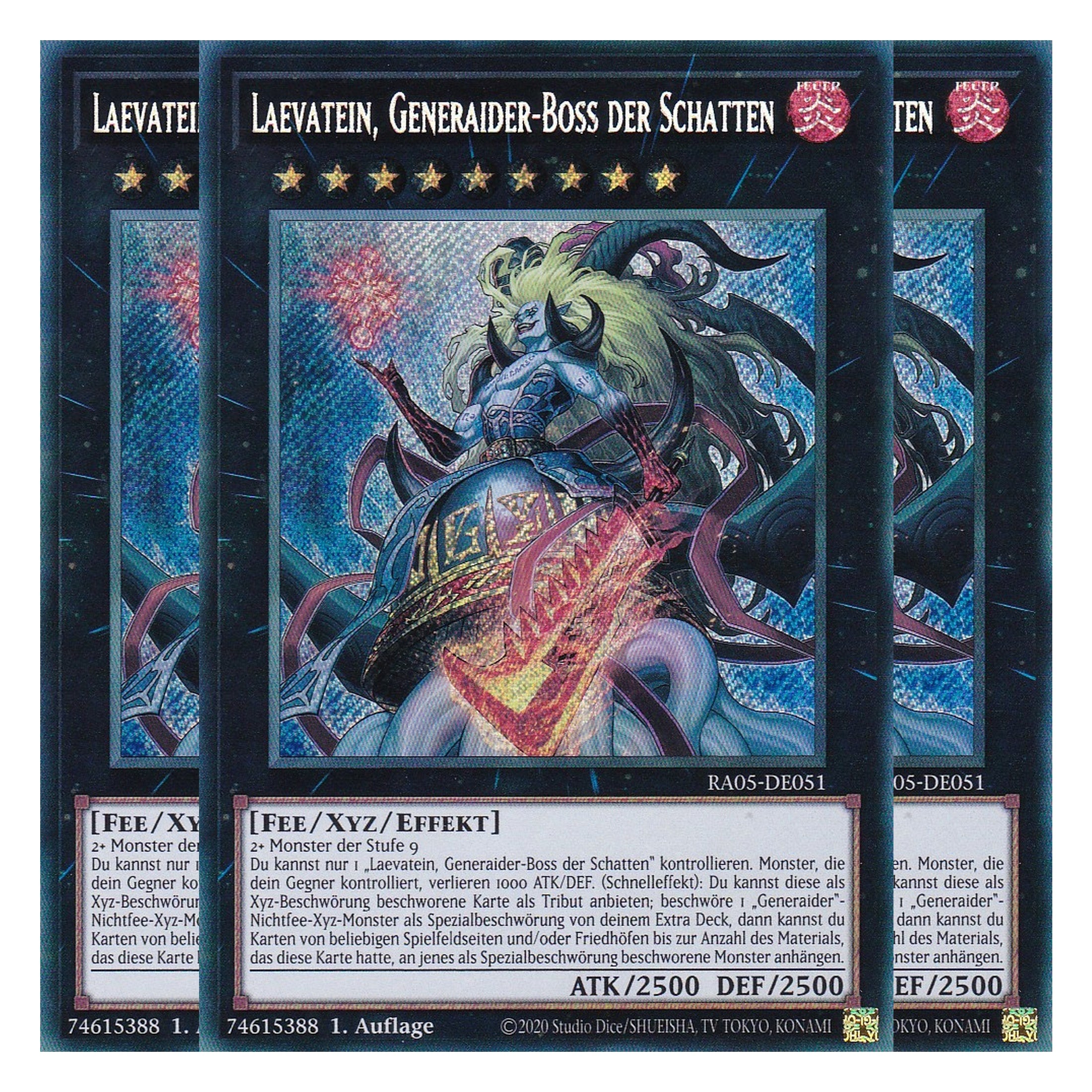 Laevatein, Generaider-Boss der Schatten - RA05-DE051 - Secret Rare - Deutsch - Rarity Collection 5 - Yugioh - Playset (3 Kopien)
