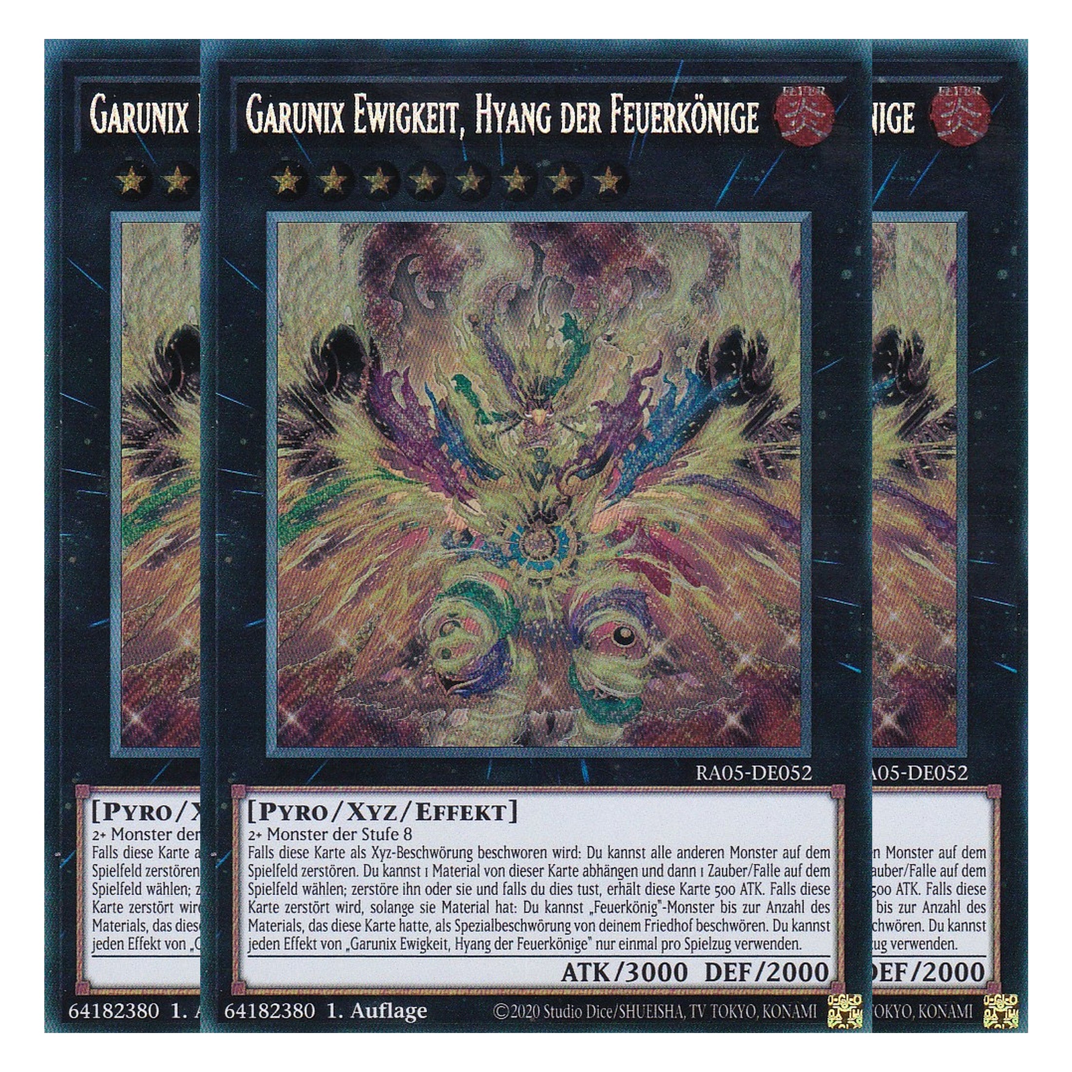 Garunix Ewigkeit, Hyang der Feuerkönige - RA05-DE052 - Secret Rare - Deutsch - Rarity Collection 5 - Yugioh - Playset (3 Kopien)
