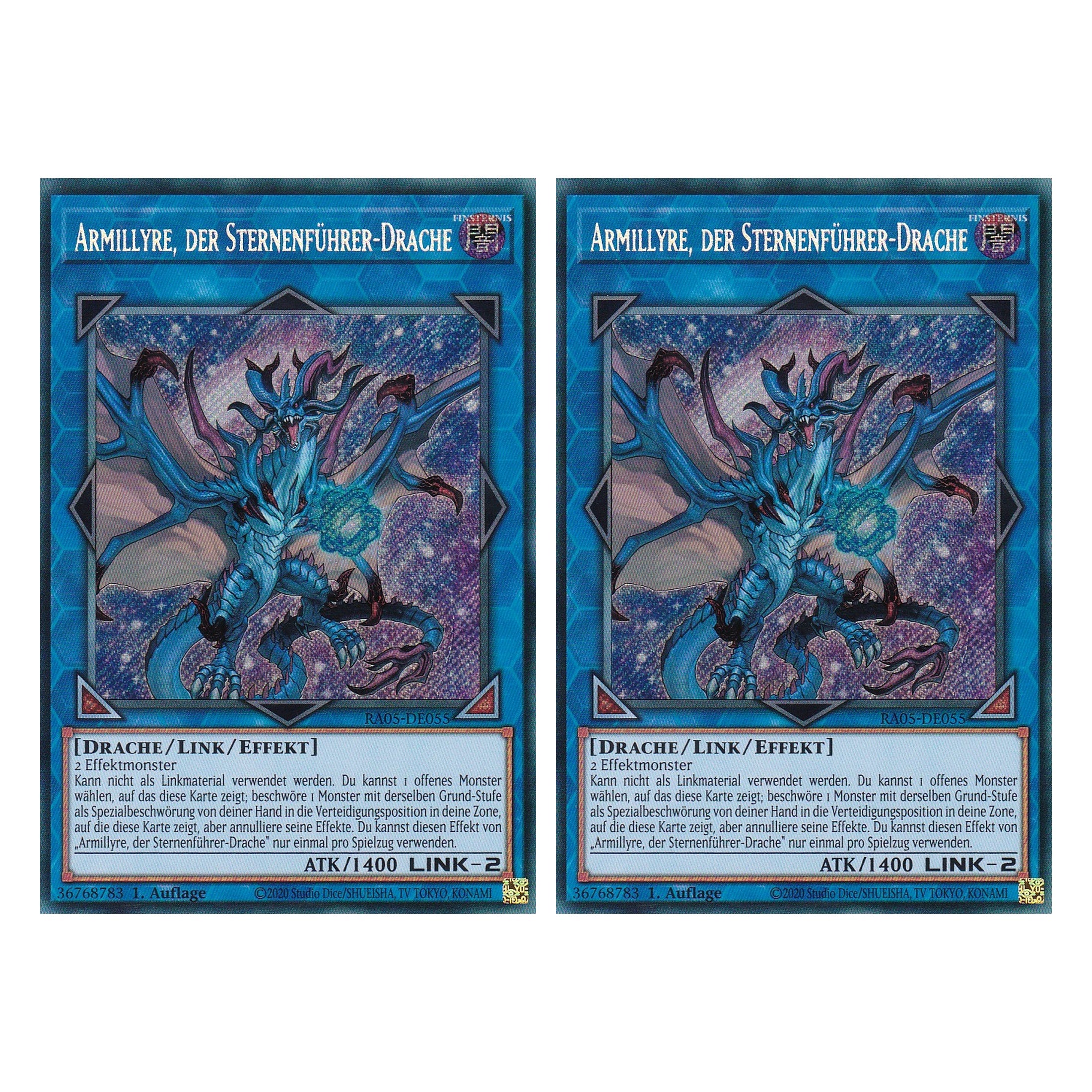 Armillyre, der Sternenführer-Drache - RA05-DE055 - Secret Rare - Deutsch - Rarity Collection 5 - Yugioh - Duo Set (2 Stück)