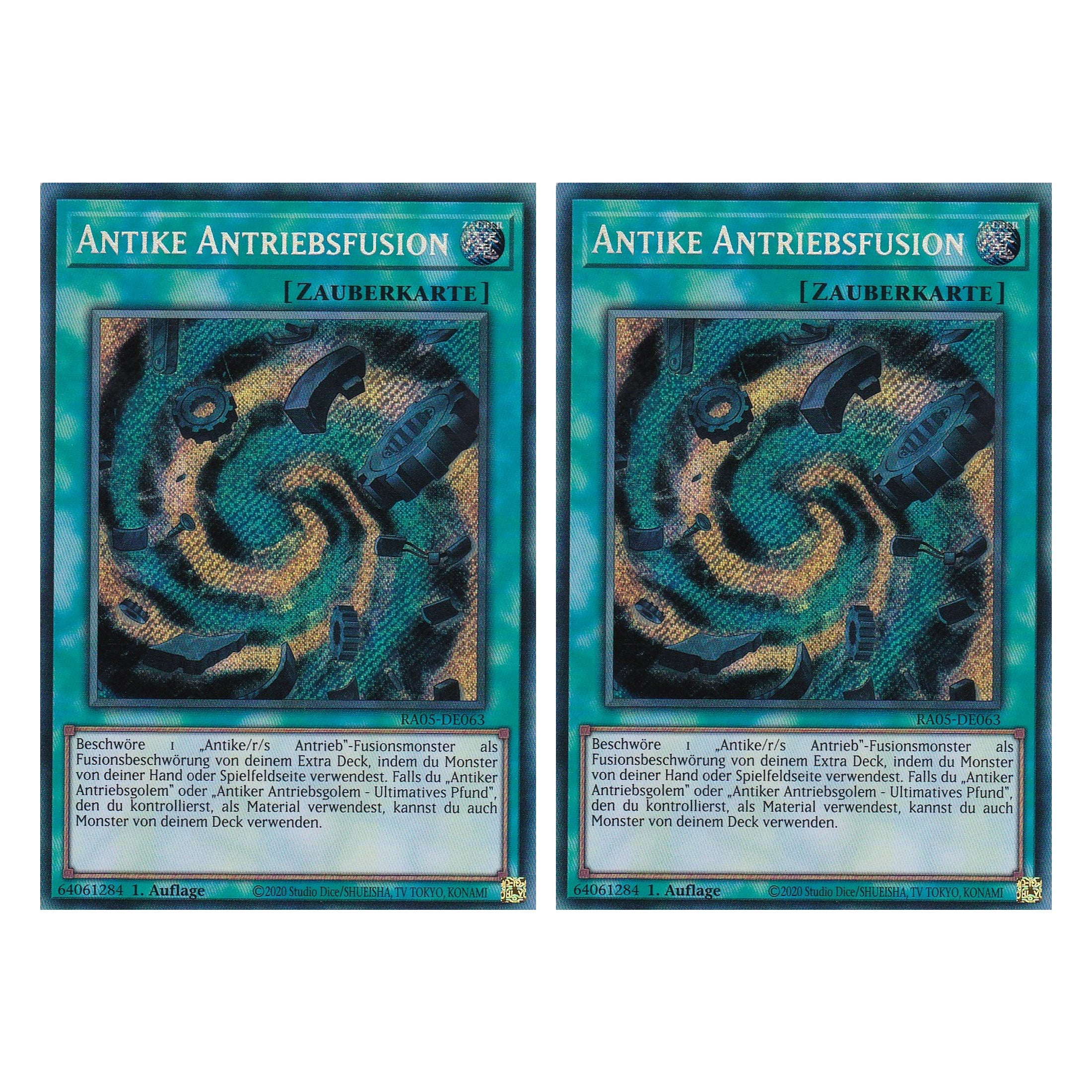 Antike Antriebsfusion - RA05-DE063 - Secret Rare - Deutsch - Rarity Collection 5 - Yugioh - Duo Set (2 Stück)
