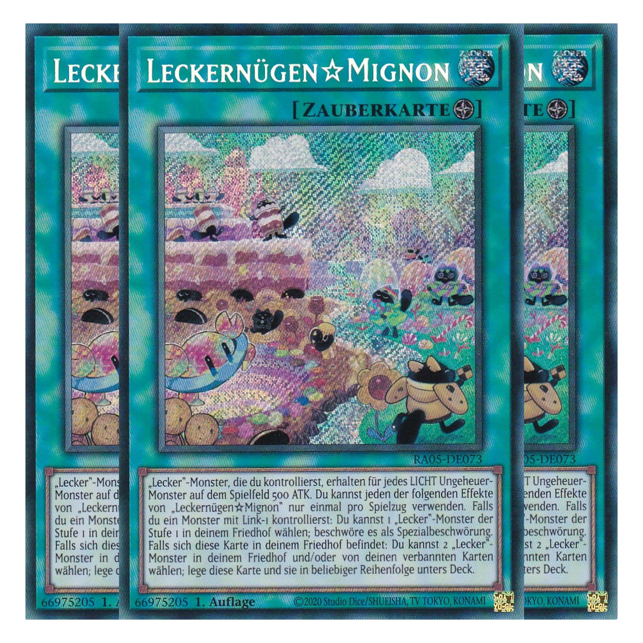 Leckernügen☆Mignon - RA05-DE073 - Secret Rare - Deutsch - Rarity Collection 5 - Yugioh - Playset (3 Kopien)