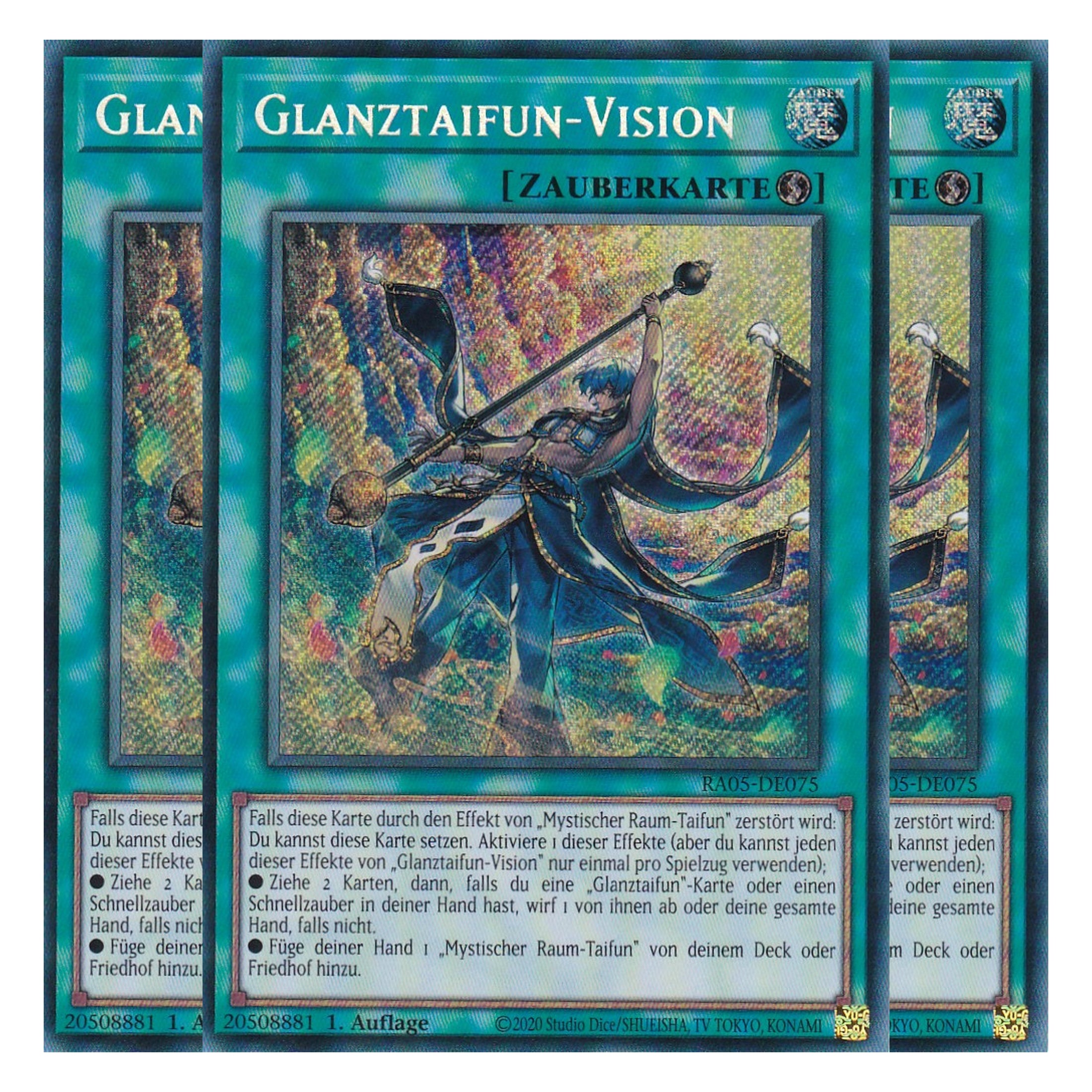 Glanztaifun-Vision - RA05-DE075 - Secret Rare - Deutsch - Rarity Collection 5 - Yugioh - Playset (3 Kopien)