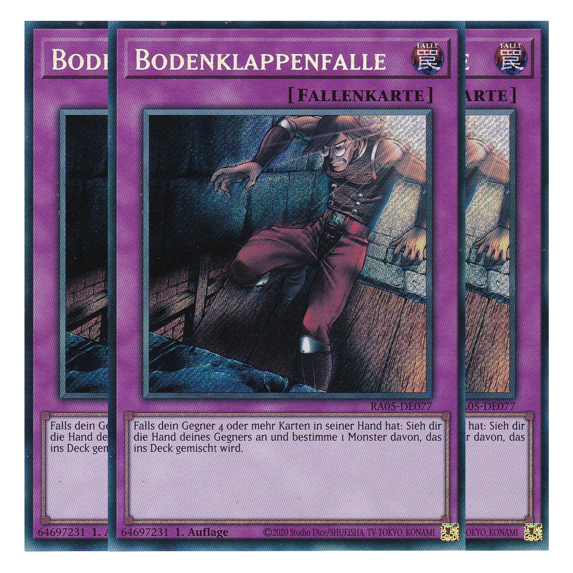 Bodenklappenfalle - RA05-DE077 - Secret Rare - Deutsch - Rarity Collection 5 - Yugioh - Playset (3 Kopien)
