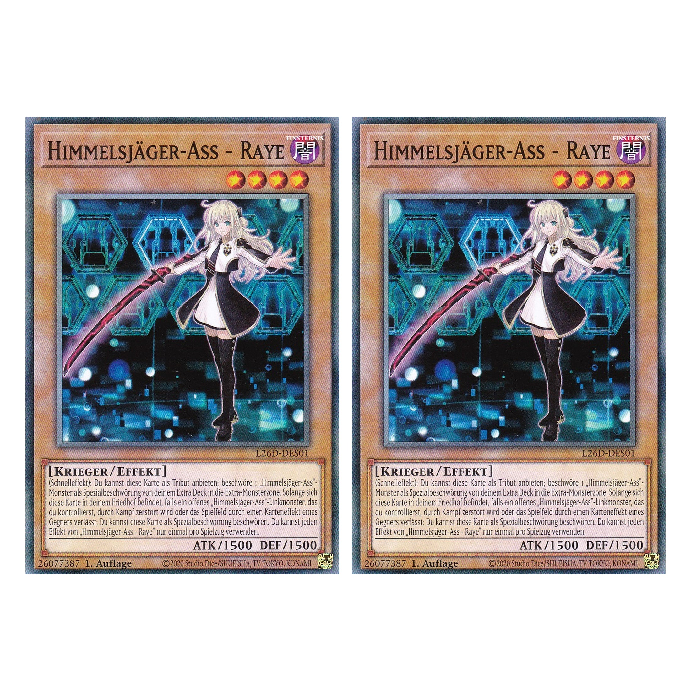 L26D-DES01 - Himmelsjäger-Ass - Raye - Common - Deutsch - 1. Auflage - Legendary Modern Decks 2026 - Duo Set (2 Stück) - Yu-Gi-Oh! - mit LMS Trading Fieldcenter Karte