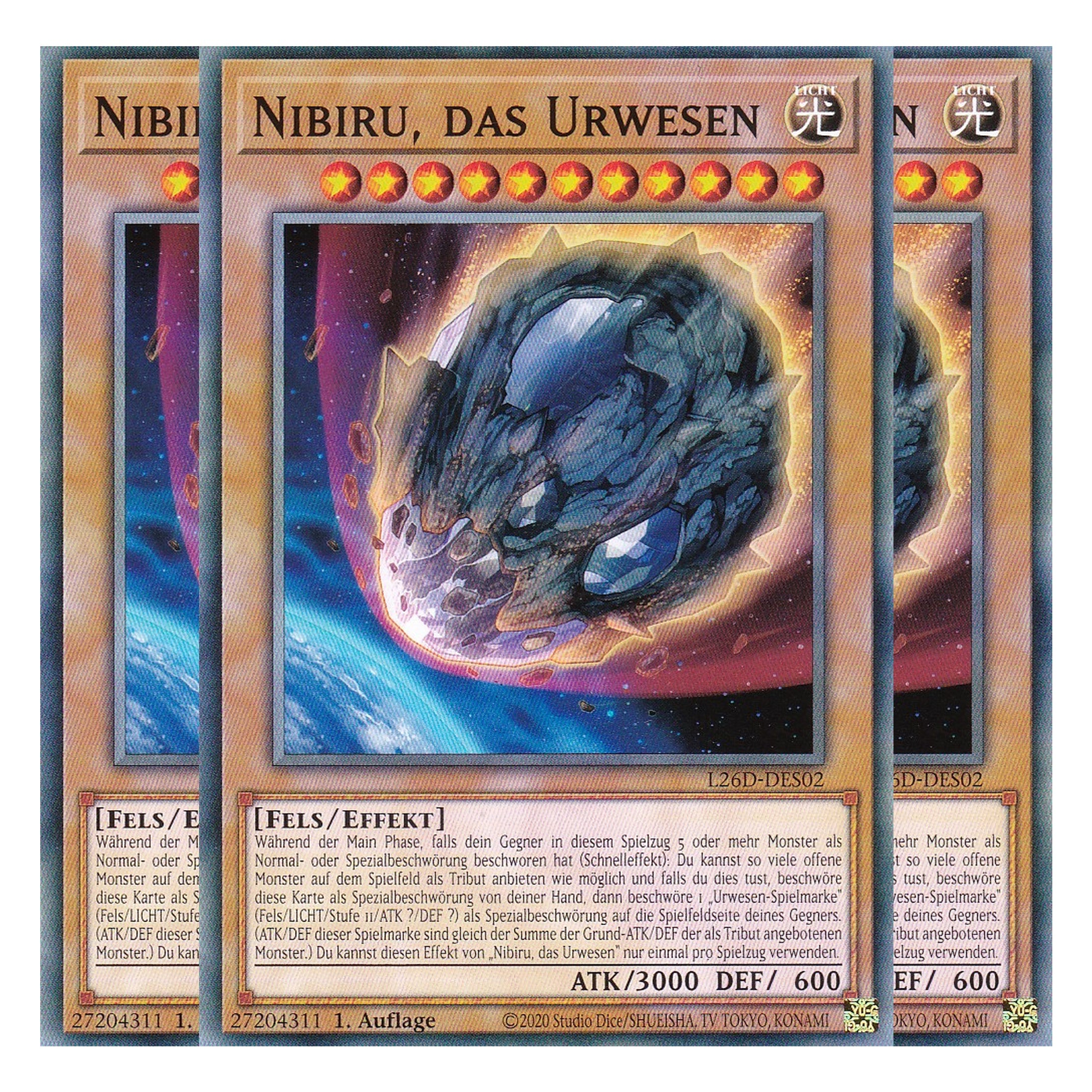 L26D-DES02 - Nibiru, das Urwesen - Common - Deutsch - 1. Auflage - Legendary Modern Decks 2026 - Playset (3 Kopien) - Yu-Gi-Oh! - mit LMS Trading Fieldcenter Karte