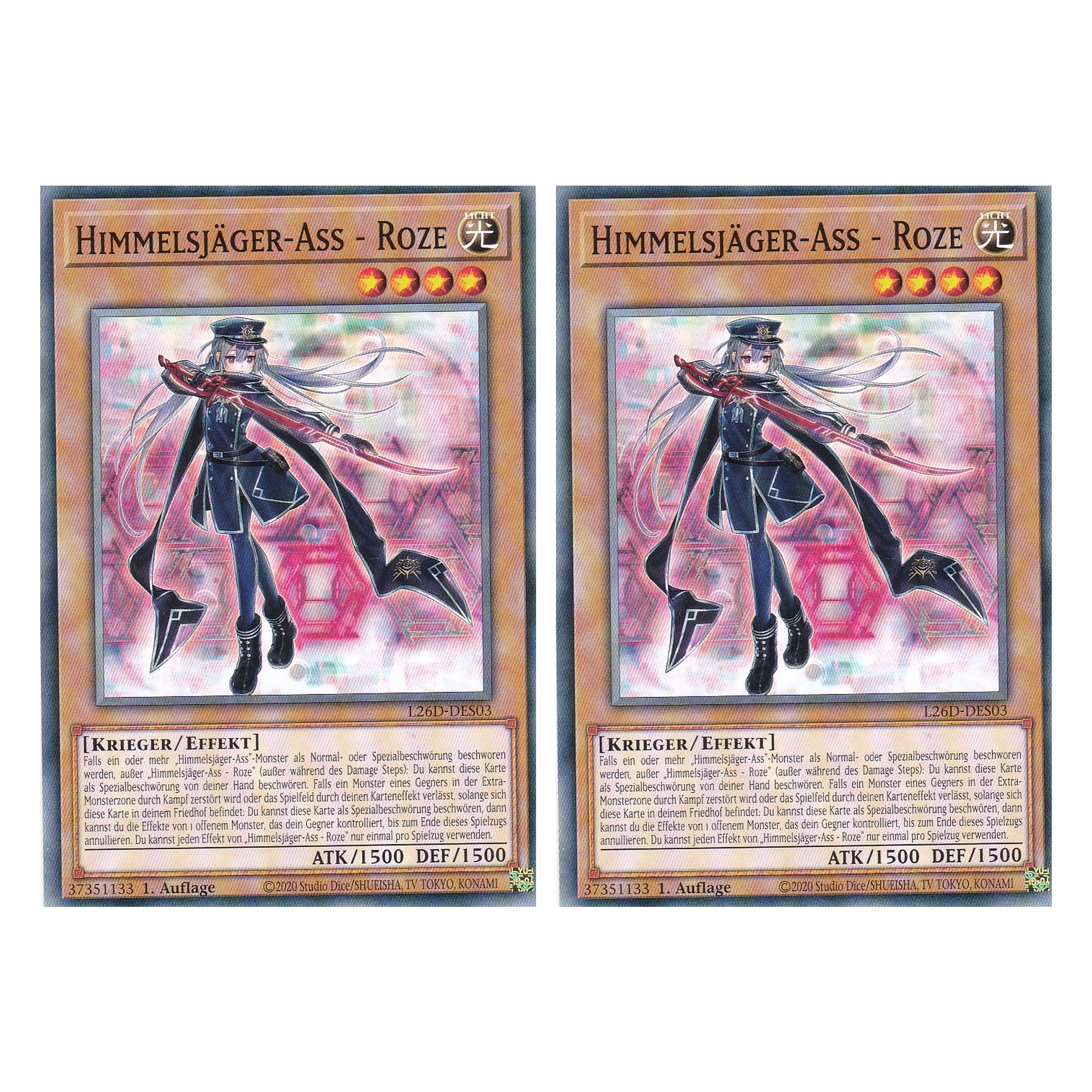 L26D-DES03 - Himmelsjäger-Ass - Roze - Common - Deutsch - 1. Auflage - Legendary Modern Decks 2026 - Duo Set (2 Stück) - Yu-Gi-Oh! - mit LMS Trading Fieldcenter Karte