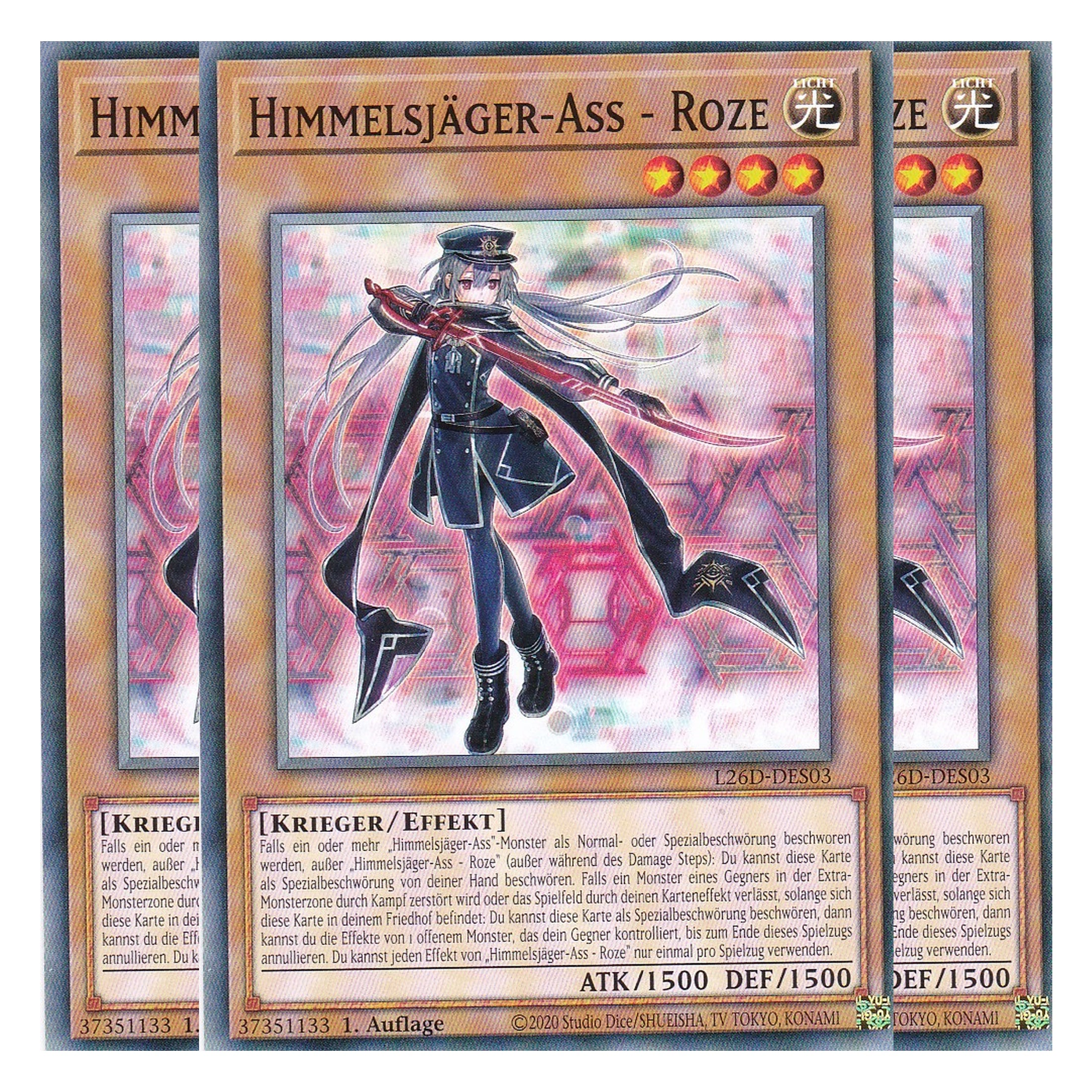 L26D-DES03 - Himmelsjäger-Ass - Roze - Common - Deutsch - 1. Auflage - Legendary Modern Decks 2026 - Playset (3 Kopien) - Yu-Gi-Oh! - mit LMS Trading Fieldcenter Karte