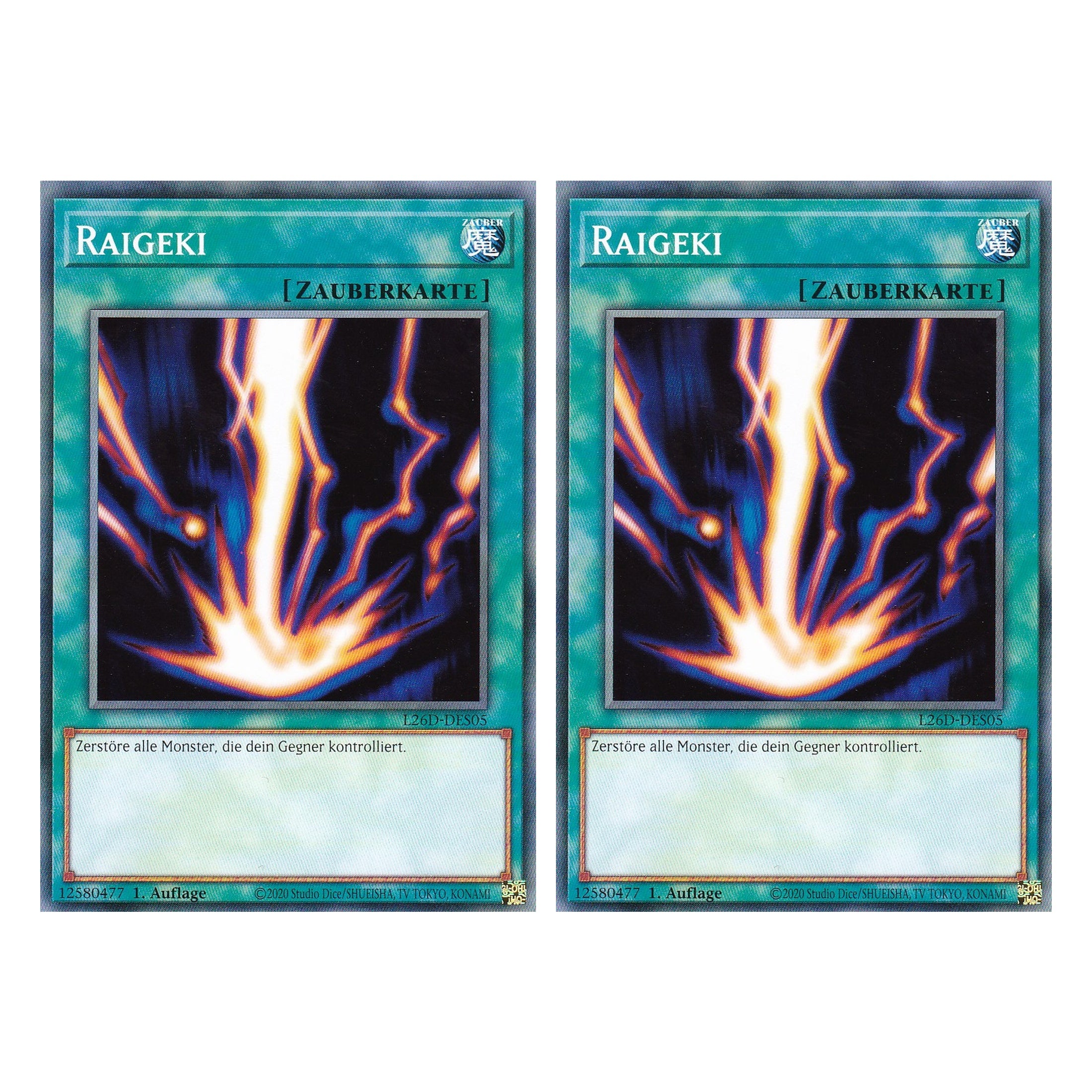 L26D-DES05 - Raigeki - Common - Deutsch - 1. Auflage - Legendary Modern Decks 2026 - Duo Set (2 Stück) - Yu-Gi-Oh! - mit LMS Trading Fieldcenter Karte