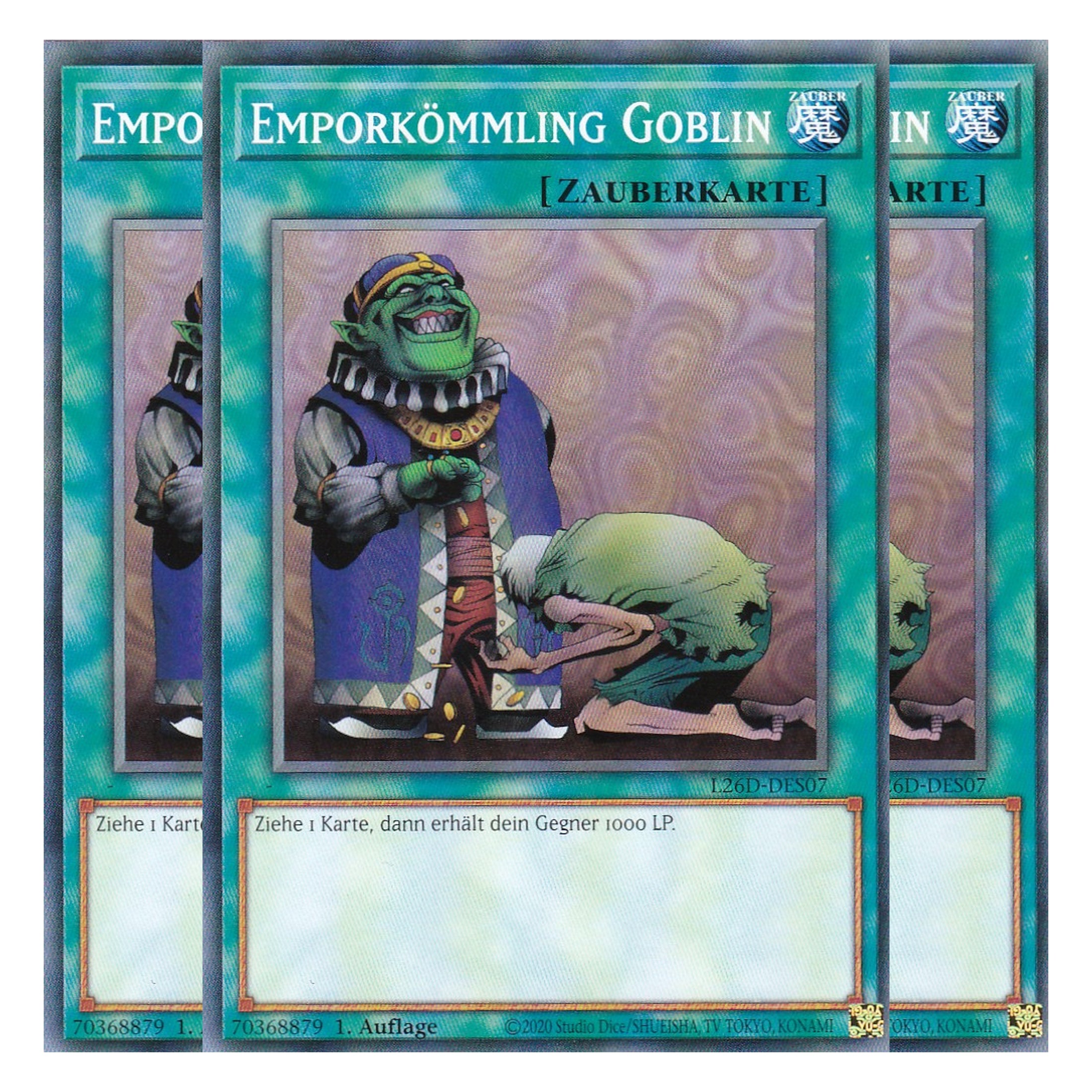 L26D-DES07 - Emporkömmling Goblin - Common - Deutsch - 1. Auflage - Legendary Modern Decks 2026 - Playset (3 Kopien) - Yu-Gi-Oh! - mit LMS Trading Fieldcenter Karte