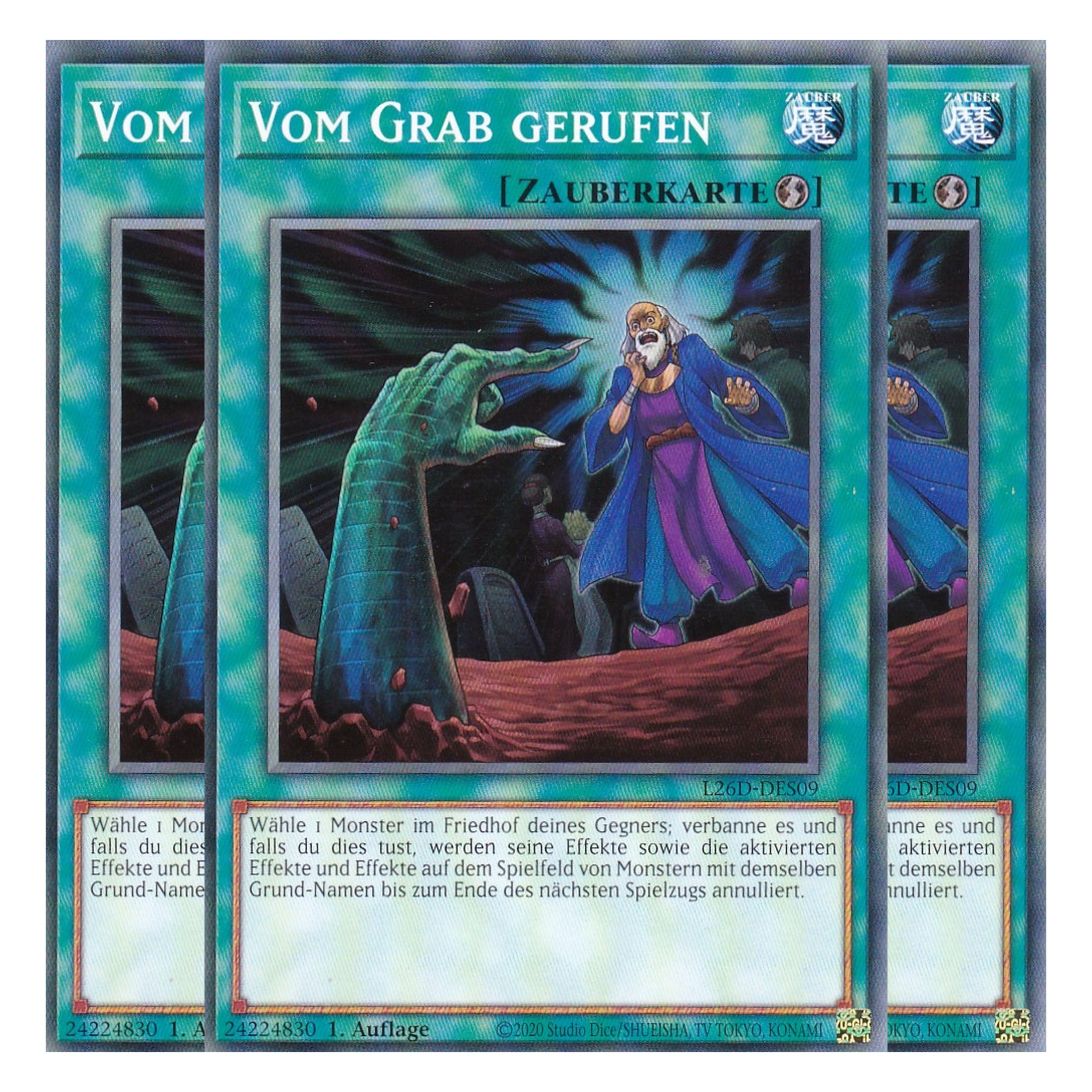 L26D-DES09 - Vom Grab gerufen - Common - Deutsch - 1. Auflage - Legendary Modern Decks 2026 - Playset (3 Kopien) - Yu-Gi-Oh! - mit LMS Trading Fieldcenter Karte
