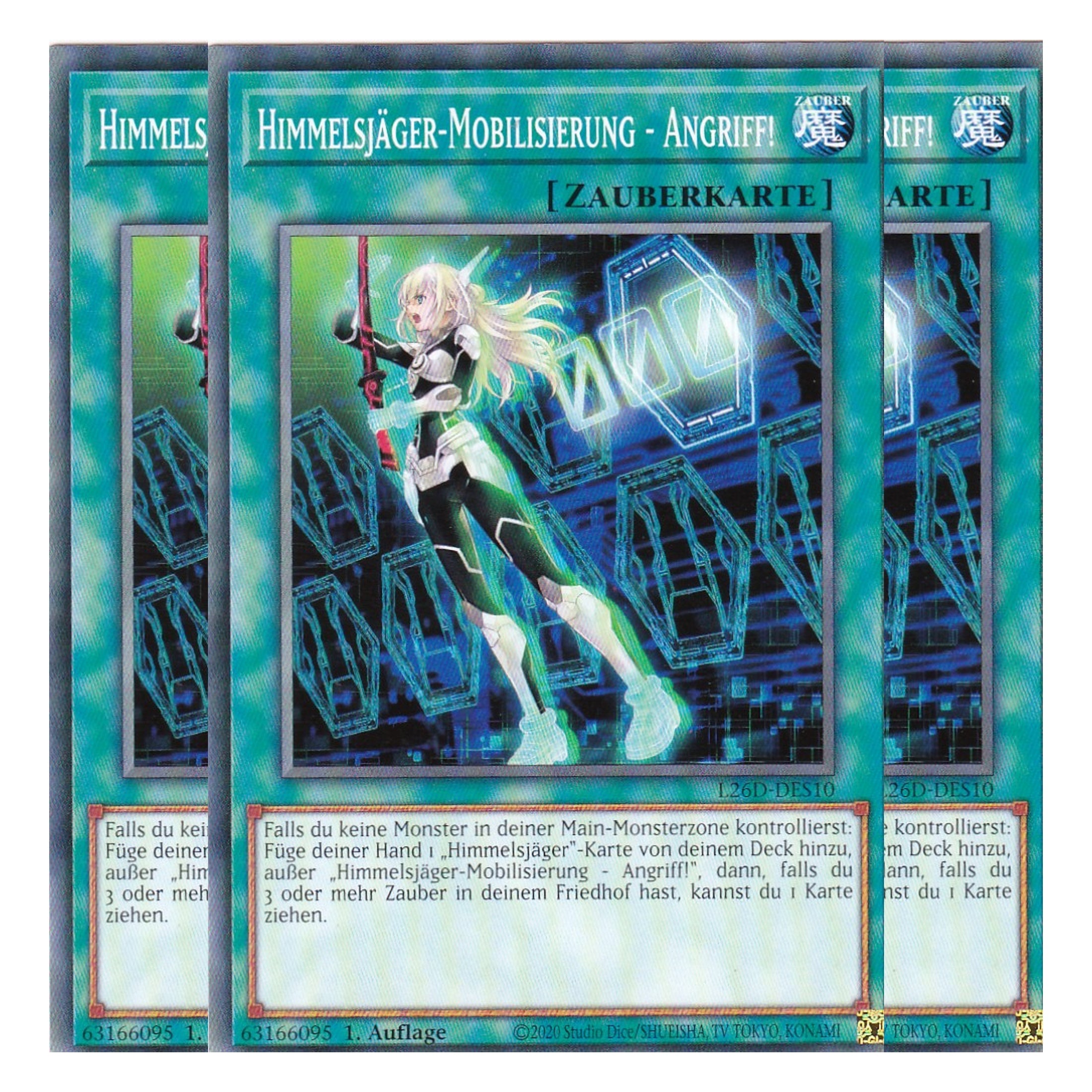 L26D-DES10 - Himmelsjäger-Mobilisierung - Angriff! - Common - Deutsch - 1. Auflage - Legendary Modern Decks 2026 - Playset (3 Kopien) - Yu-Gi-Oh! - mit LMS Trading Fieldcenter Karte