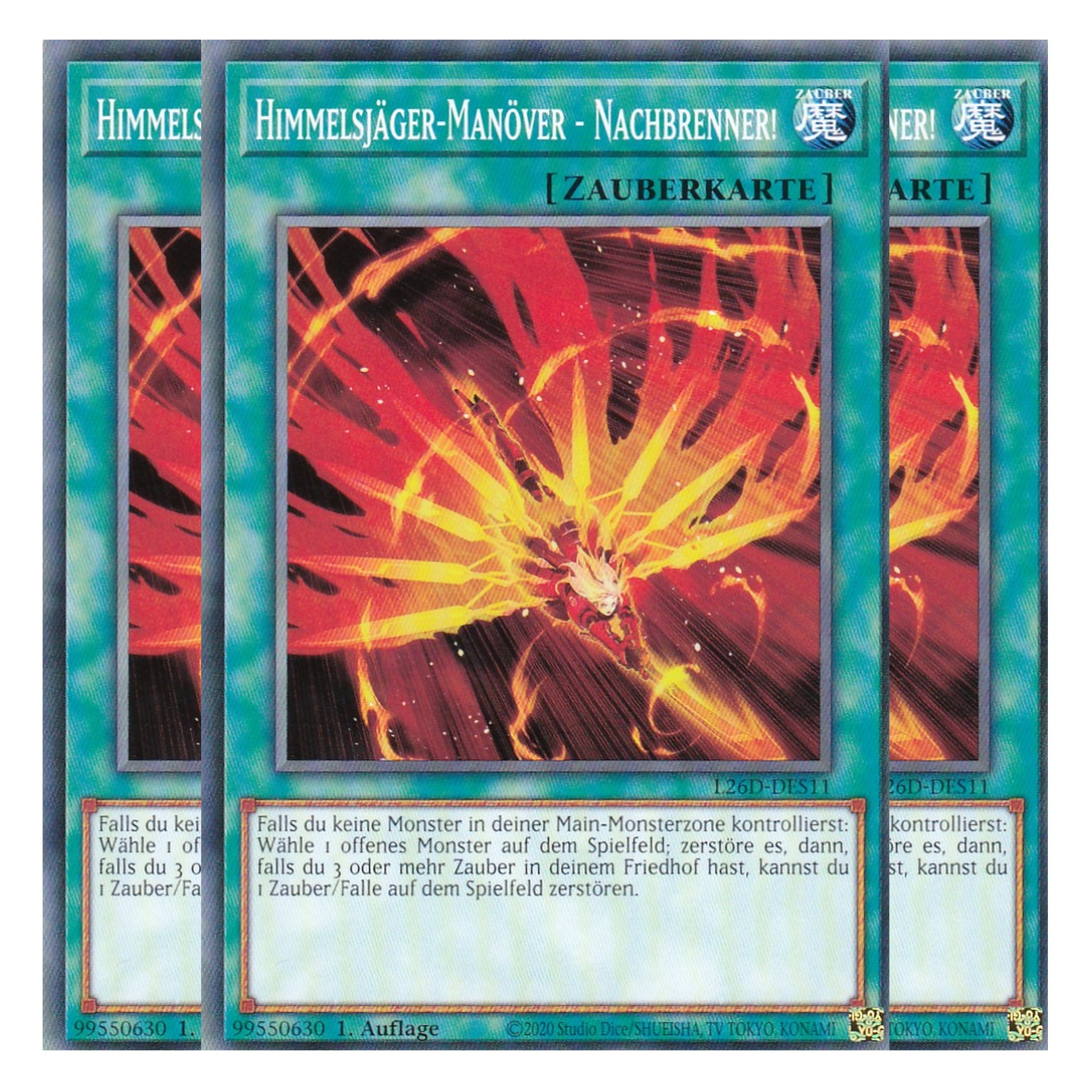 L26D-DES11 - Himmelsjäger-Manöver - Nachbrenner! - Common - Deutsch - 1. Auflage - Legendary Modern Decks 2026 - Playset (3 Kopien) - Yu-Gi-Oh! - mit LMS Trading Fieldcenter Karte