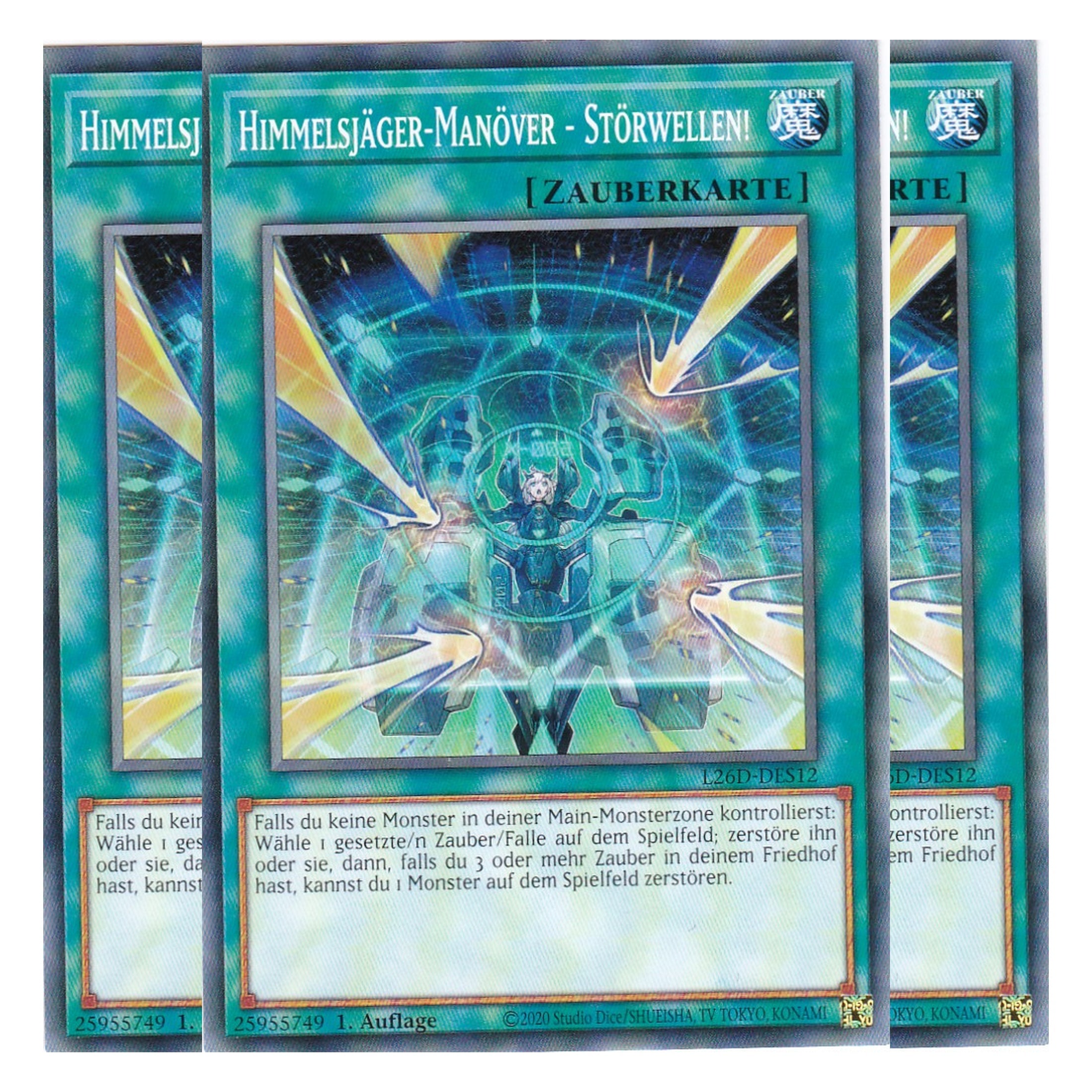L26D-DES12 - Himmelsjäger-Manöver - Störwellen! - Common - Deutsch - 1. Auflage - Legendary Modern Decks 2026 - Playset (3 Kopien) - Yu-Gi-Oh! - mit LMS Trading Fieldcenter Karte