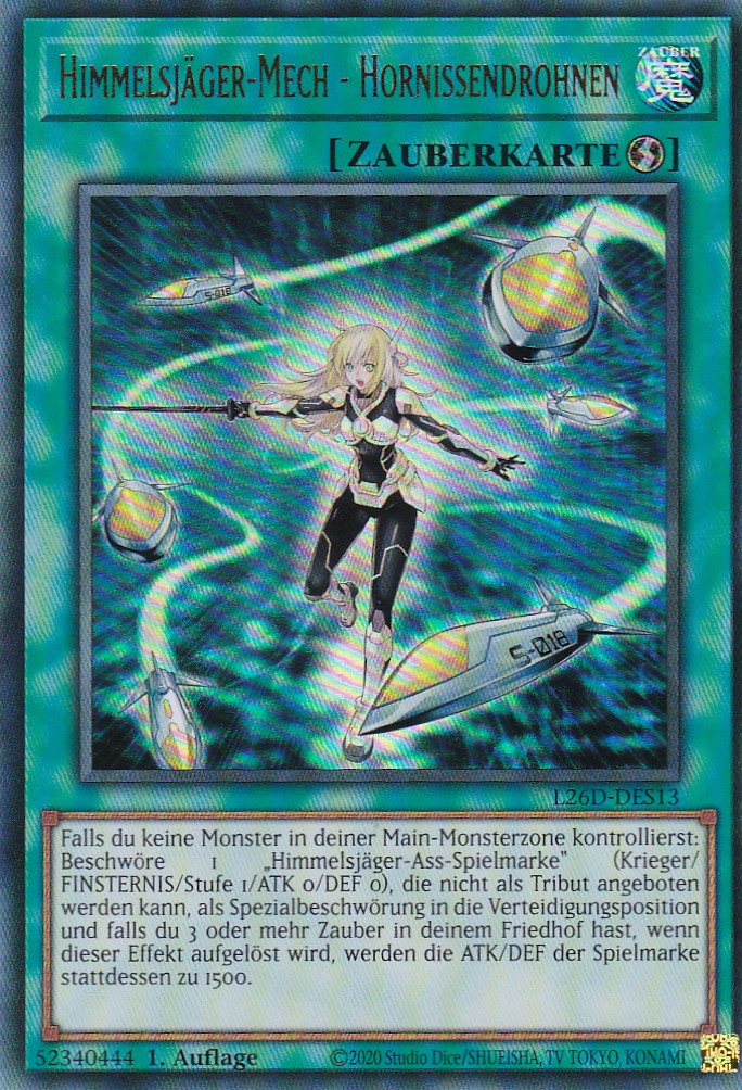 L26D-DES13 - Himmelsjäger-Mech - Hornissendrohnen - Ultra Rare - Deutsch - Legendary Modern Decks 2026 - Yu-Gi-Oh! - mit LMS Trading Fieldcenter Karte