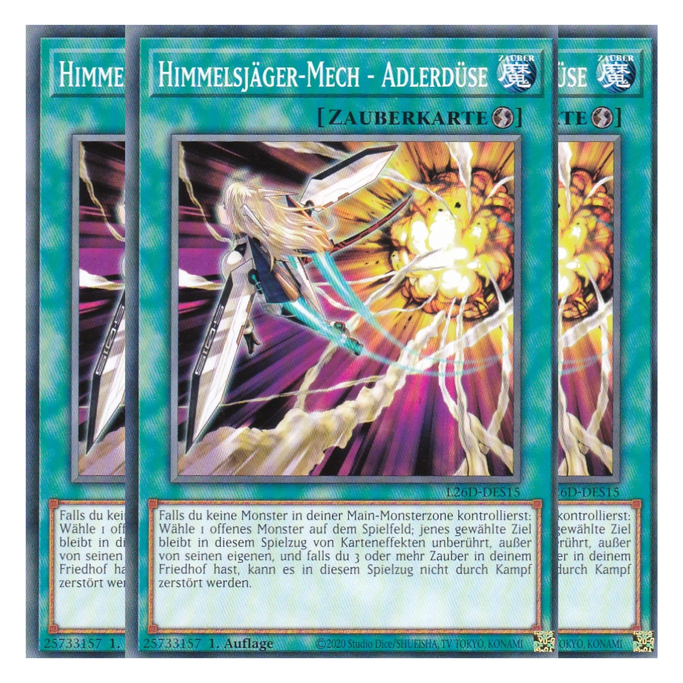 L26D-DES15 - Himmelsjäger-Mech - Adlerdüse - Common - Deutsch - 1. Auflage - Legendary Modern Decks 2026 - Playset (3 Kopien) - Yu-Gi-Oh! - mit LMS Trading Fieldcenter Karte