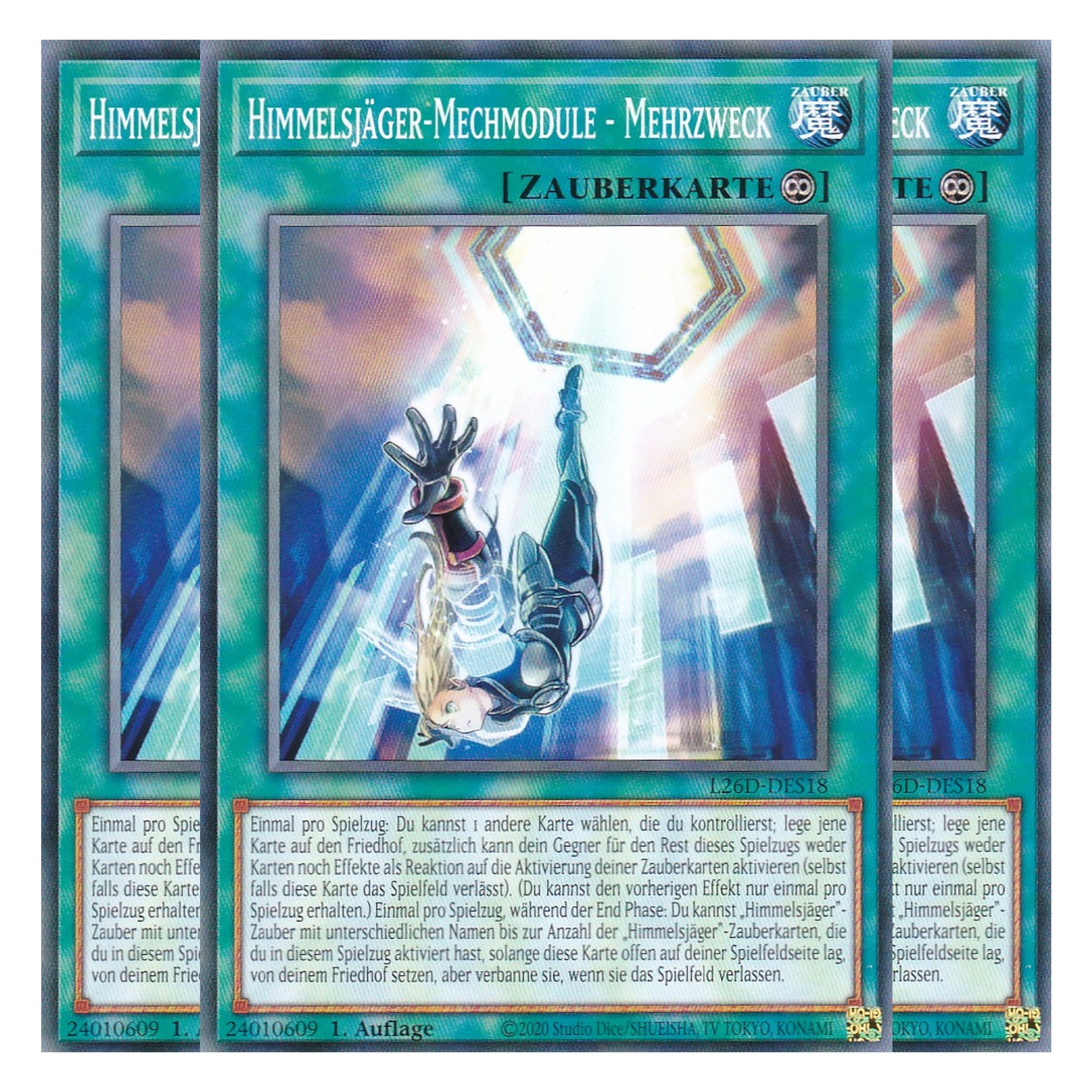 L26D-DES18 - Himmelsjäger-Mechmodule - Mehrzweck - Common - Deutsch - 1. Auflage - Legendary Modern Decks 2026 - Playset (3 Kopien) - Yu-Gi-Oh! - mit LMS Trading Fieldcenter Karte