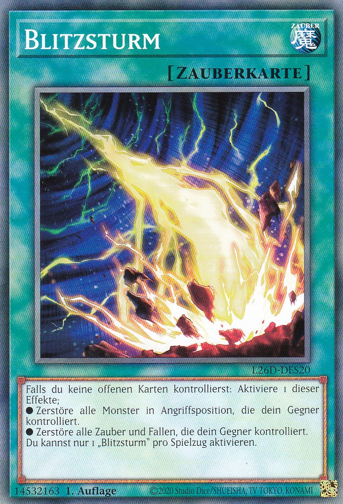L26D-DES20 - Blitzsturm - Common - Deutsch - Legendary Modern Decks 2026 - Yu-Gi-Oh! - mit LMS Trading Fieldcenter Karte