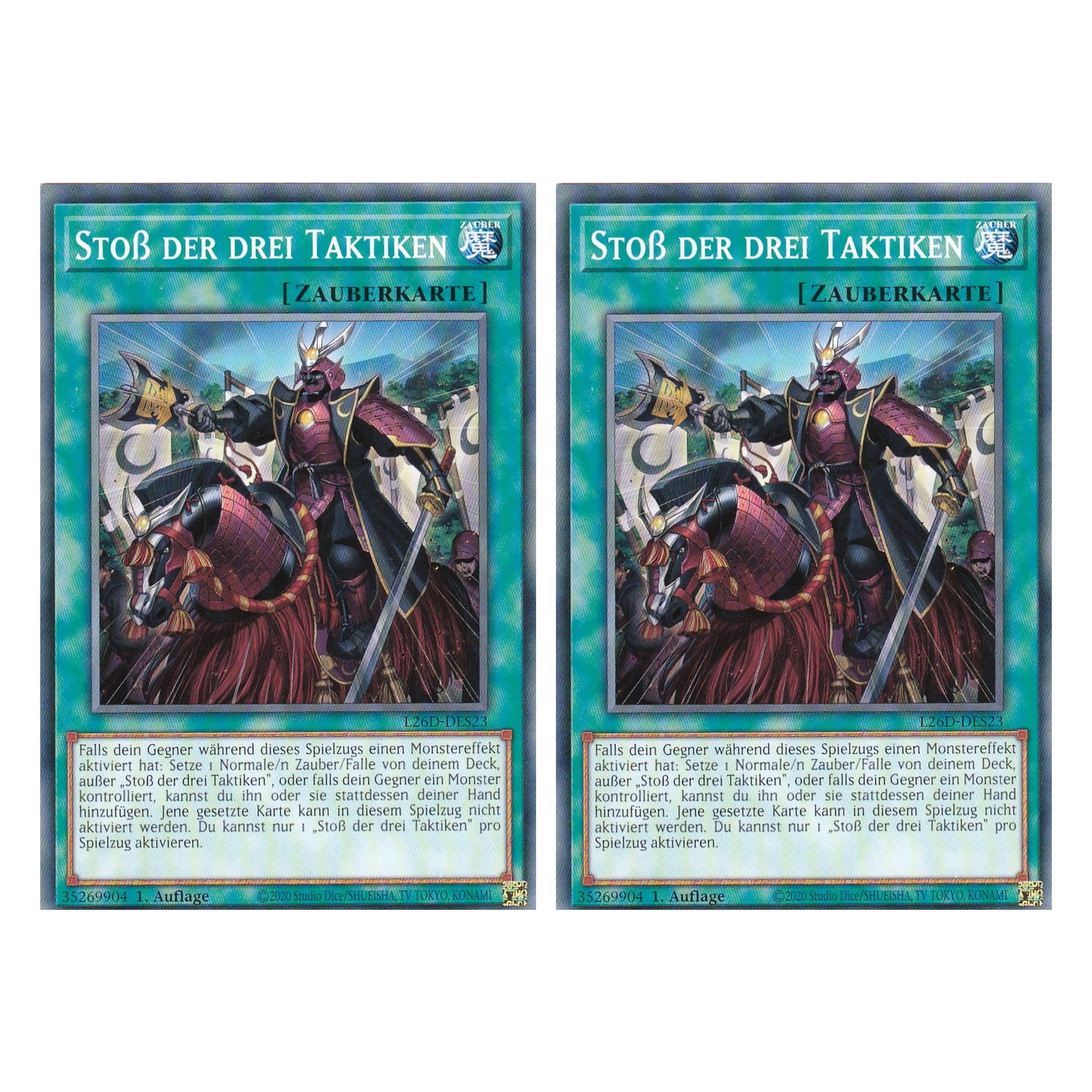 L26D-DES23 - Stoß der drei Taktiken - Common - Deutsch - 1. Auflage - Legendary Modern Decks 2026 - Duo Set (2 Stück) - Yu-Gi-Oh! - mit LMS Trading Fieldcenter Karte