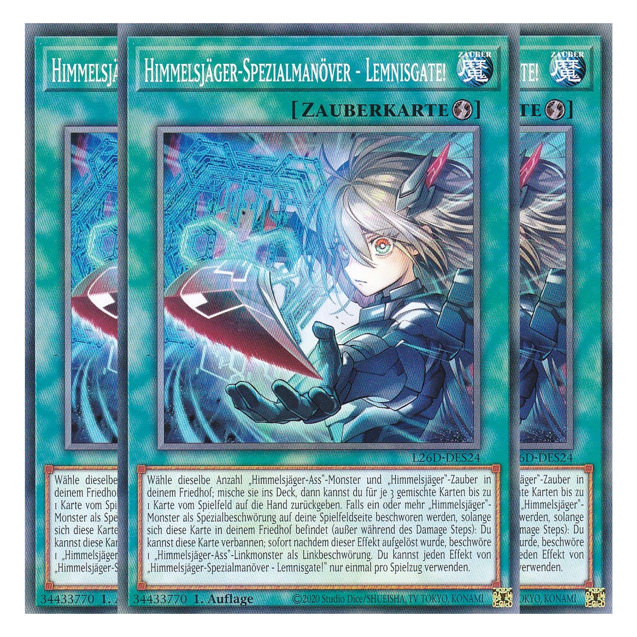 L26D-DES24 - Himmelsjäger-Spezialmanöver - Lemnisgate! - Common - Deutsch - 1. Auflage - Legendary Modern Decks 2026 - Playset (3 Kopien) - Yu-Gi-Oh! - mit LMS Trading Fieldcenter Karte